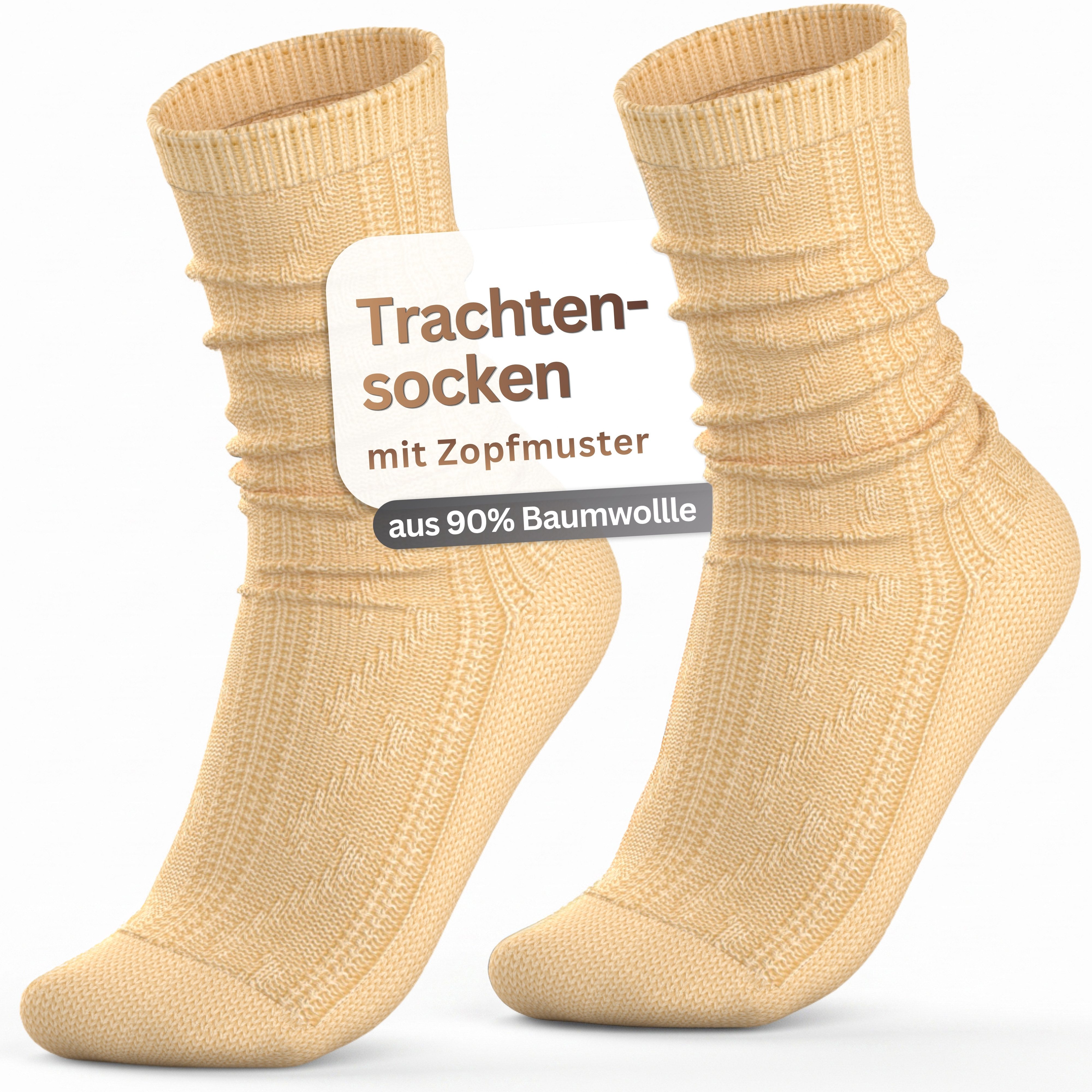 MEDOLY Trachtensocken Schoppersocke aus 90% Baumwolle Trachtenstrümpfe (1 Paar) mit Zopfmuster