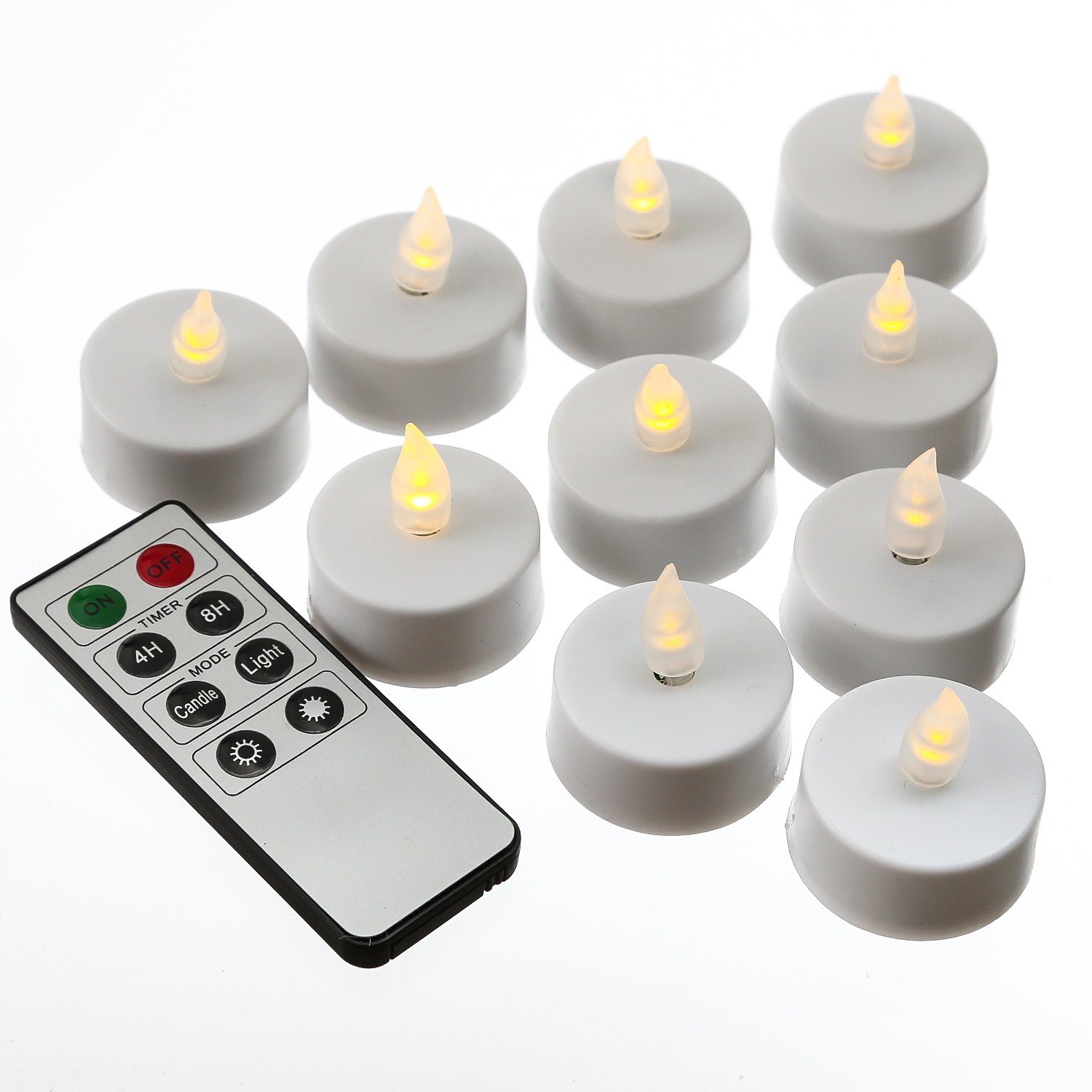 Set MARELIDA Timer LED flackernd Teelichter mit Fernbedienung 10er LED-Kerze (10-tlg) Funktionen