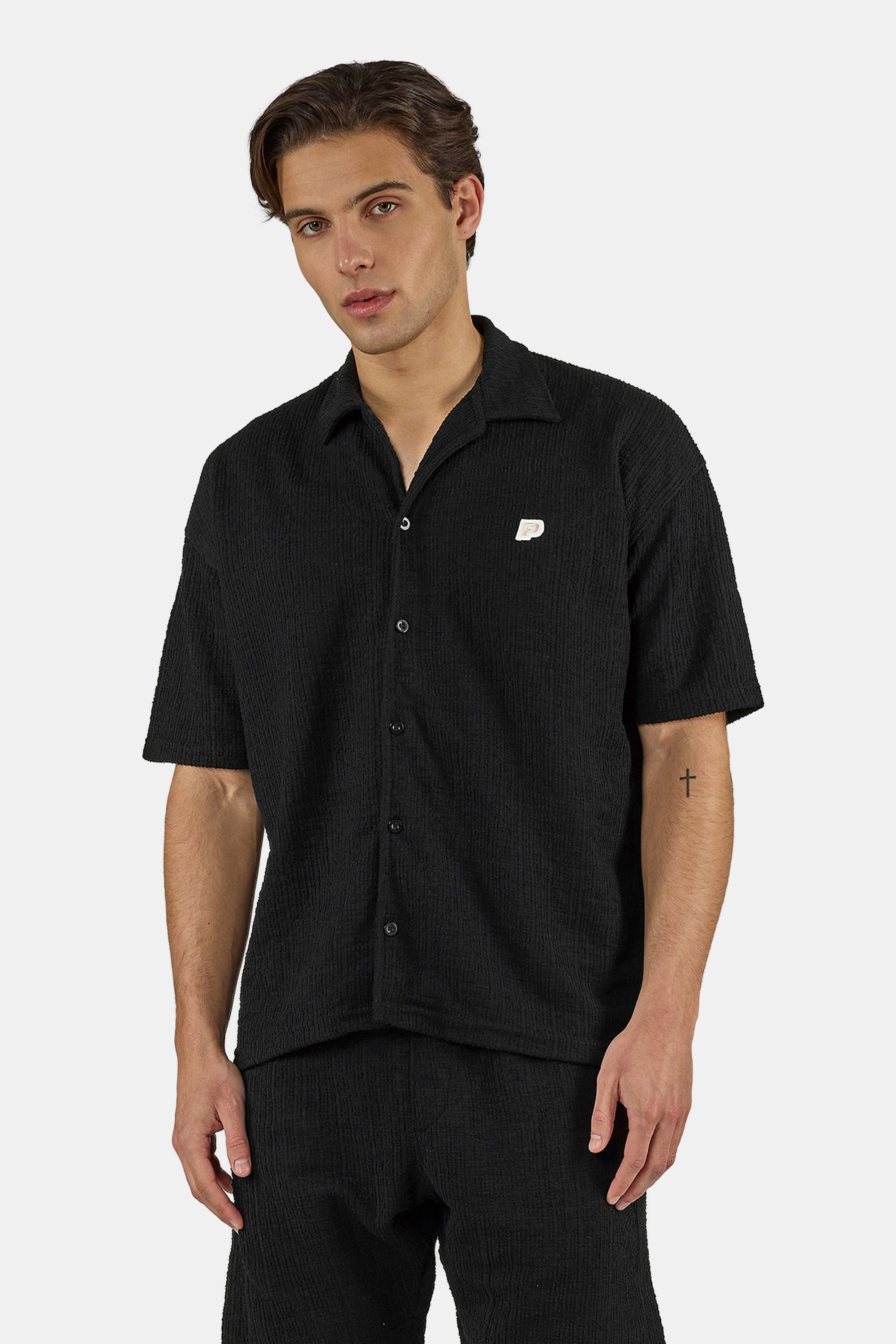 PEGADOR Kurzarmshirt Libco Structured Knit Shirt Materialmix, regular fit