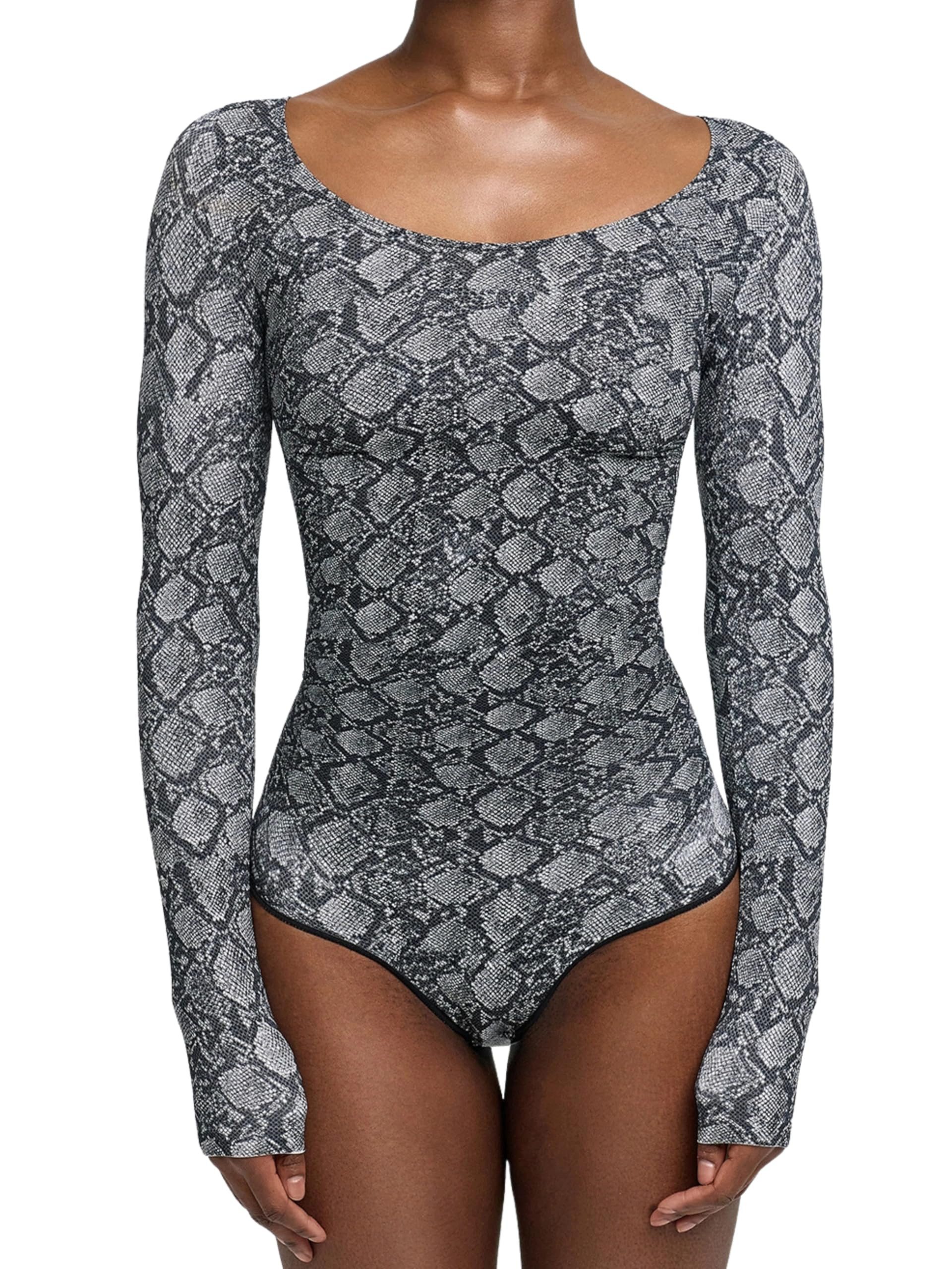 cfab (creamy fabrics) Miederbody Bodysuit Sculpting Shapewear Longsleeve mit Slip-Snake-L (1-tlg) Figurformend