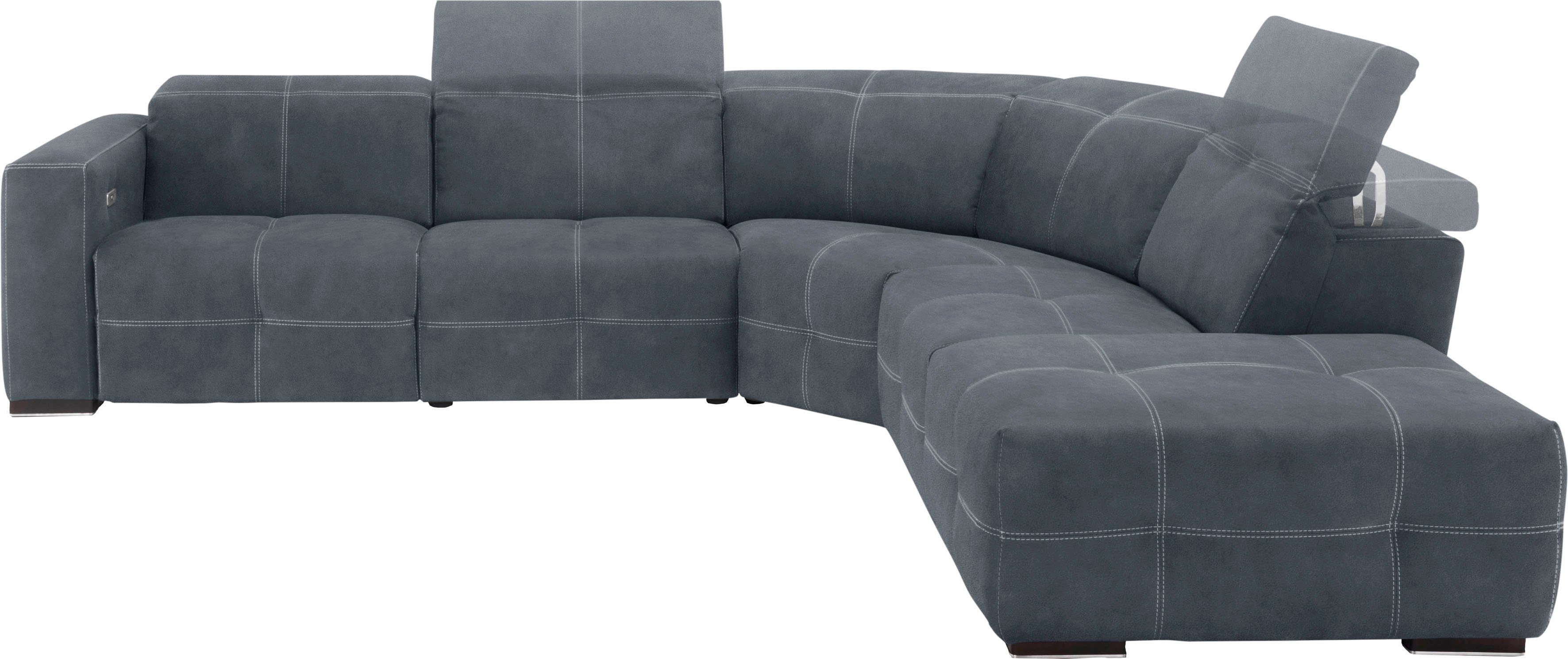 Egoitaliano Ecksofa Sauvanne, Designsofa der Extraklasse, elegant und bequem, L-Form, wahlweise mit elektrischer Relaxfunktion, Kopfteilverstellung