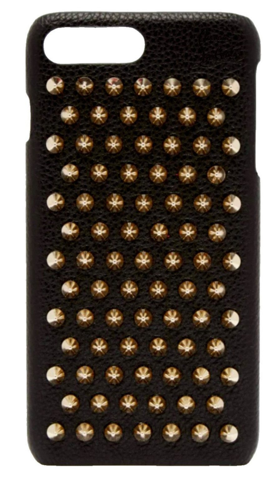 CHRISTIAN LOUBOUTIN Handyhülle Loubiphone Handyhülle Spike iPhone® 7 & 8 Plus Tasche Hülle, Genarbtes Leder mit goldfarbenen Metallnieten