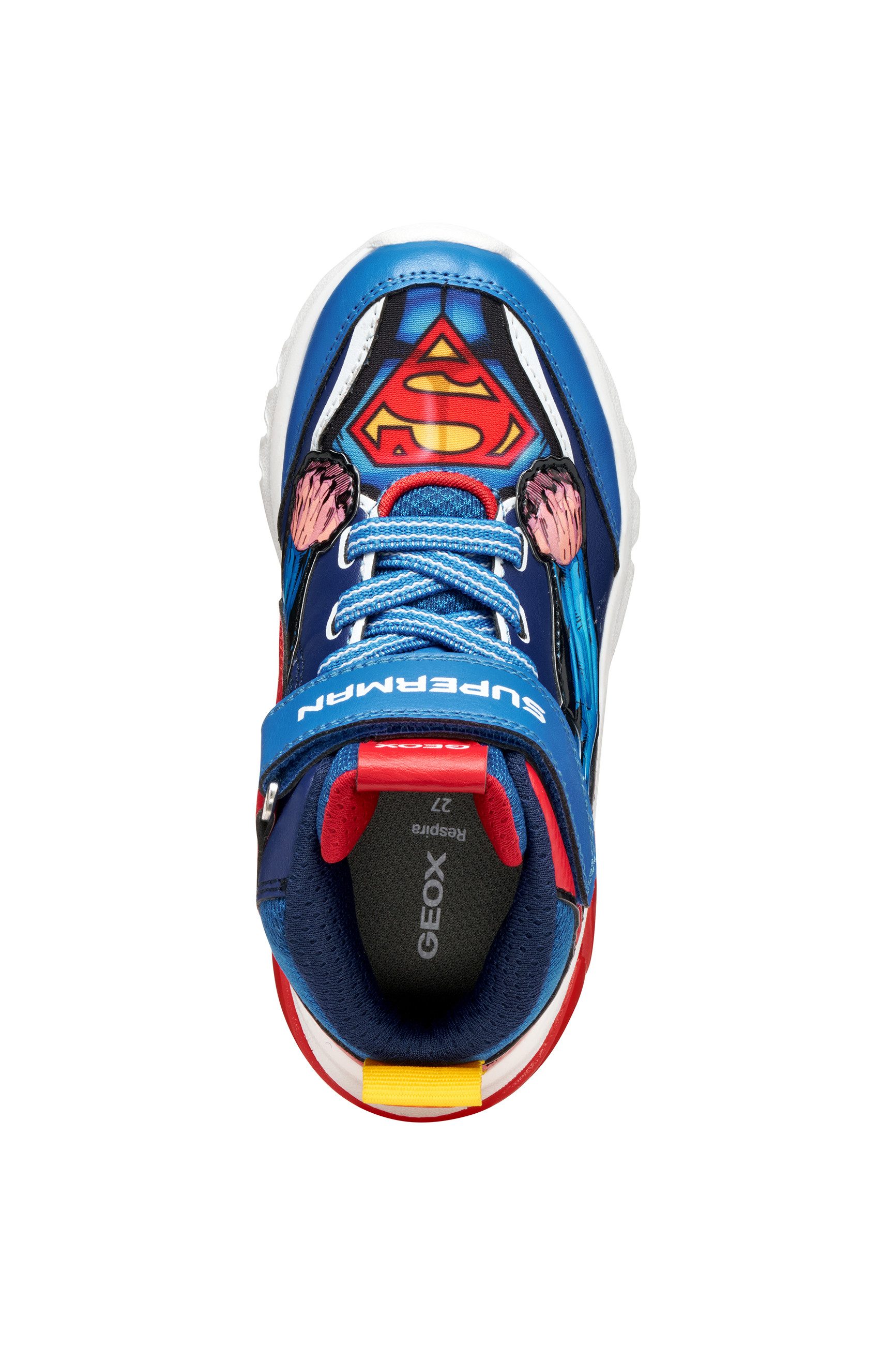 Geox J CIBERDRON BOY Superman Blinkschuh Sneaker Schnürboots, Blinkschuh mit cooler Blinkfunktion