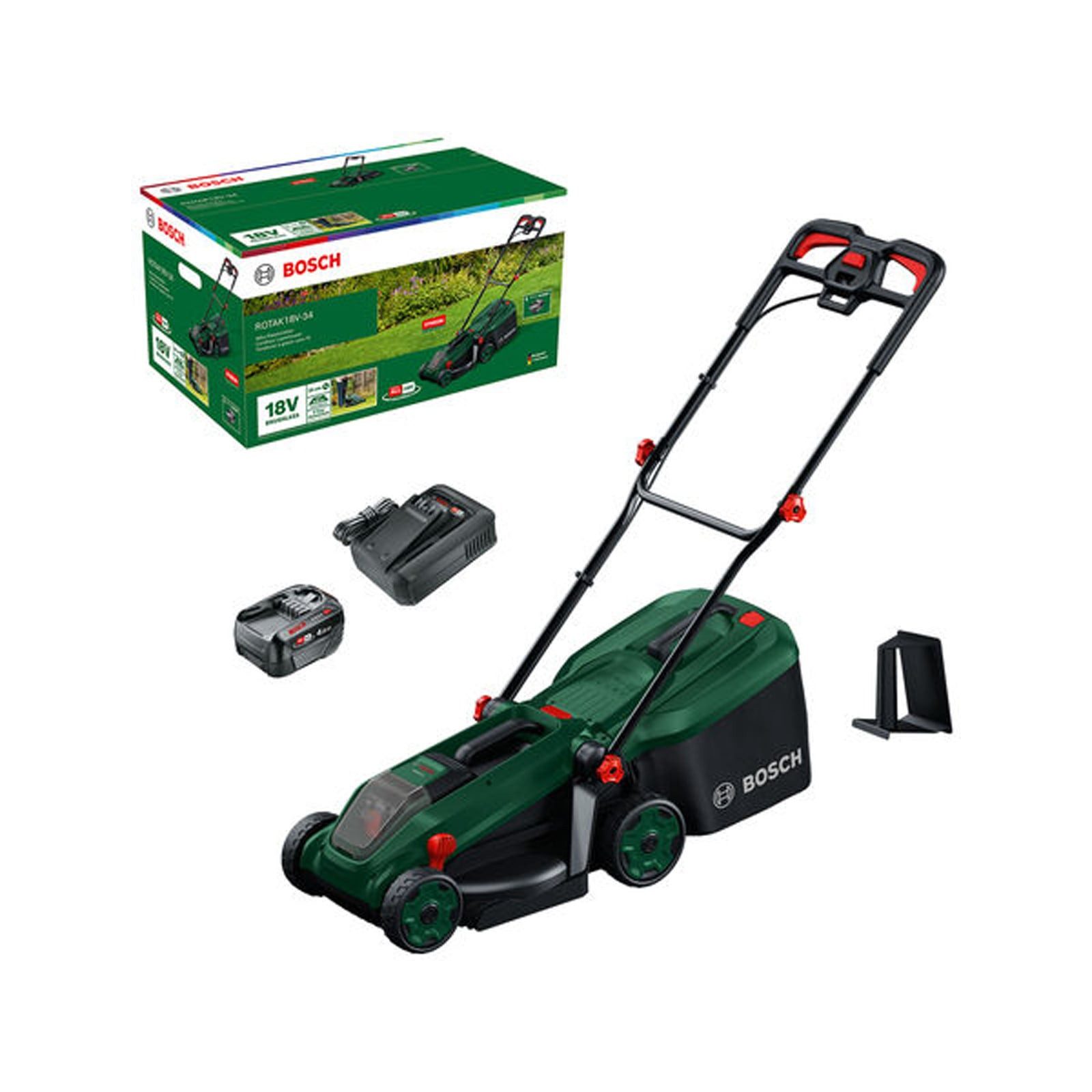 BOSCH Elektrorasenmäher Bosch Akku-Rasenmäher ROTAK18V-34 1x Akkupack PBA 18V 5.0Ah - 06008B9N