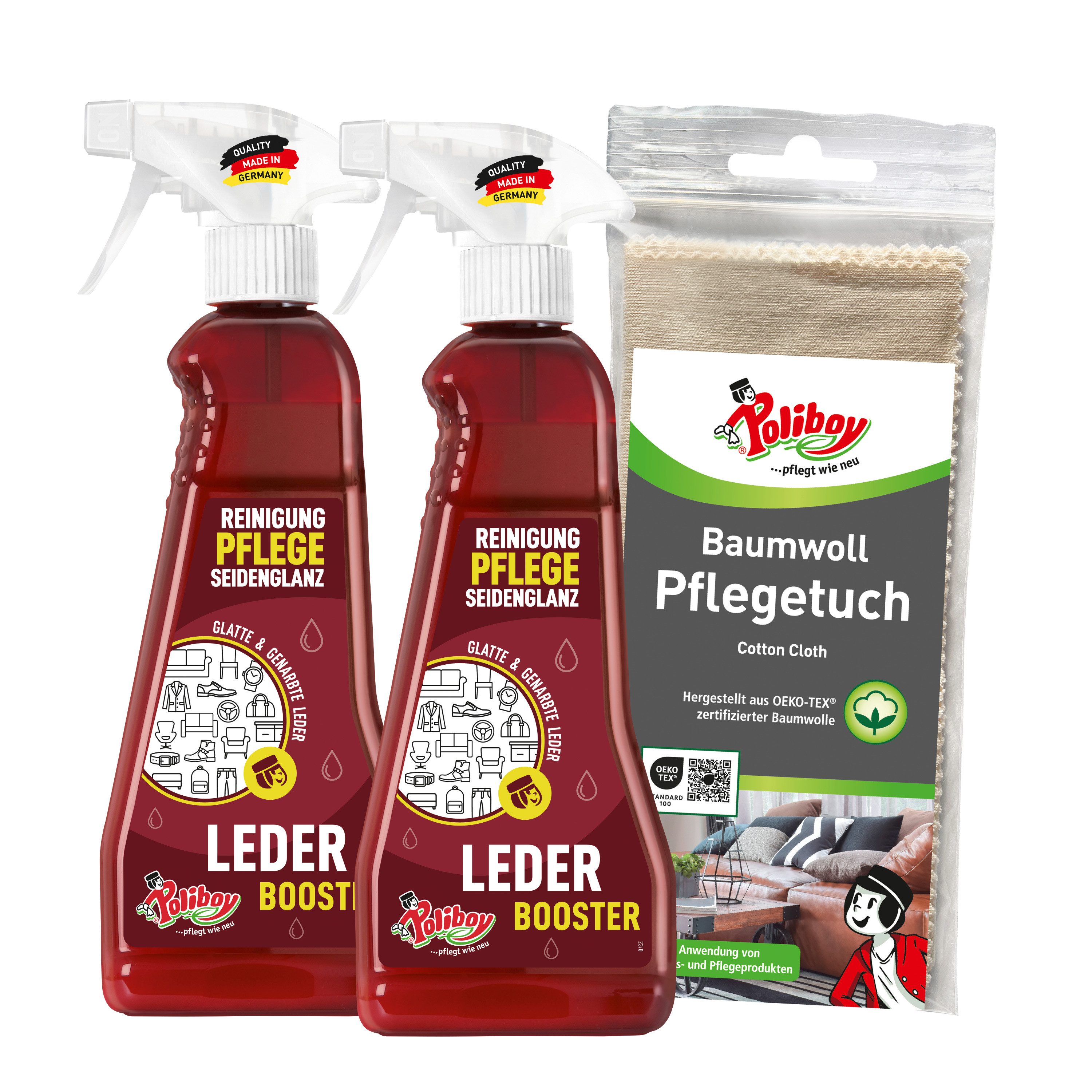 99A2301, Leder Booster - 2x375ml - mit Baumwolltuch Lederreiniger
