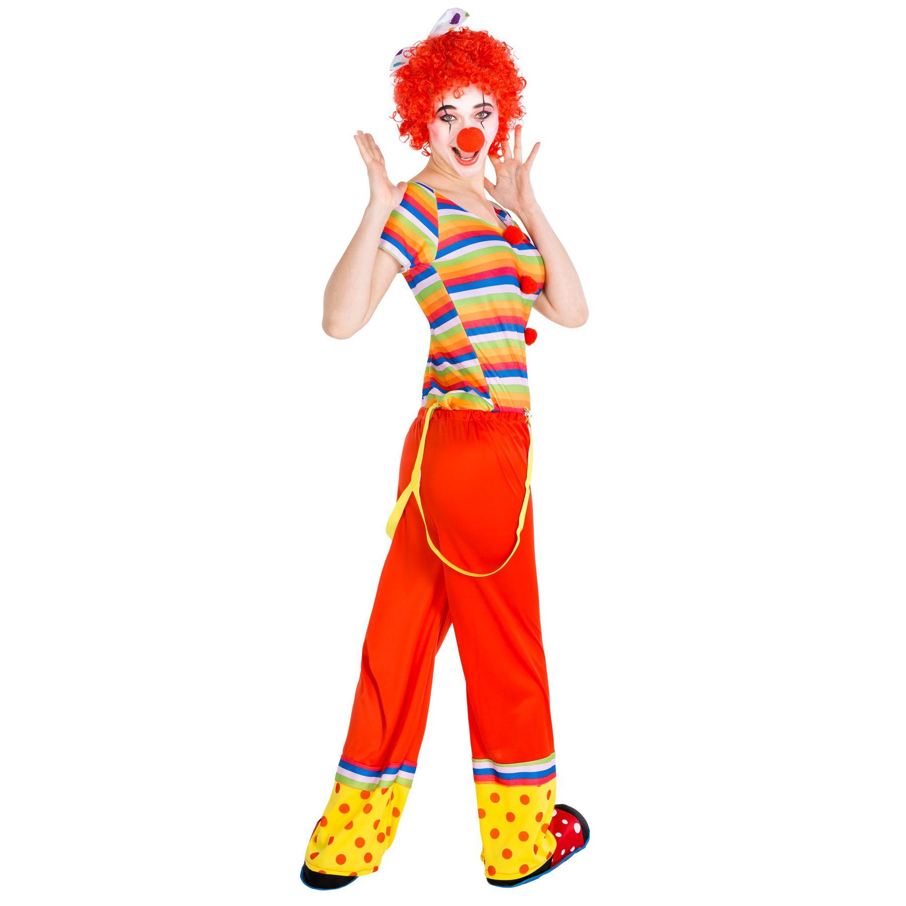 dressforfun Clown-Kostüm Frauenkostüm Clown Leonie, Süßes Jersey-Stretch-Oberteil mit kurzen Ärmeln
