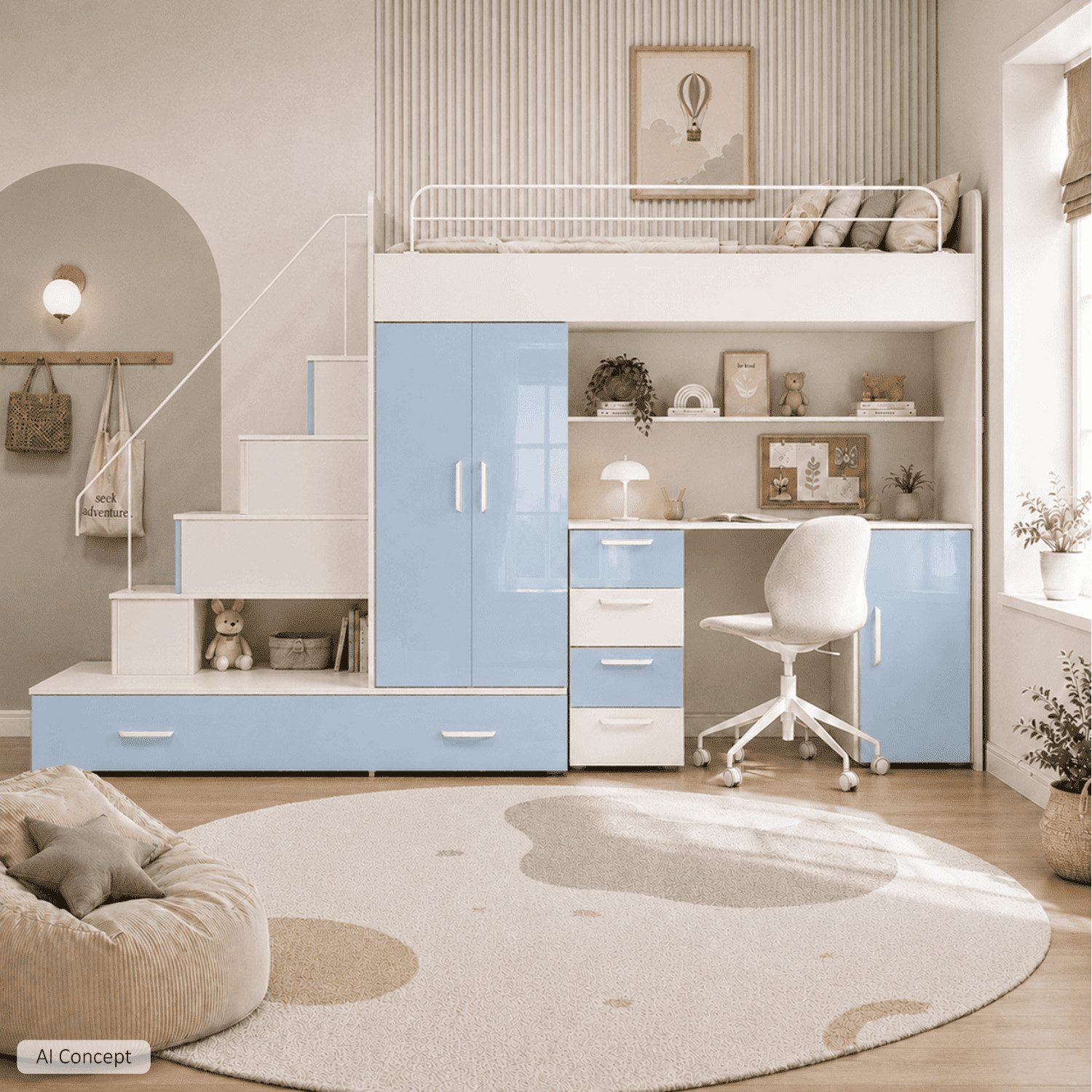 Lookway Babymöbel-Set Kaschmir Kinderset RAJ 5, Hochglanz