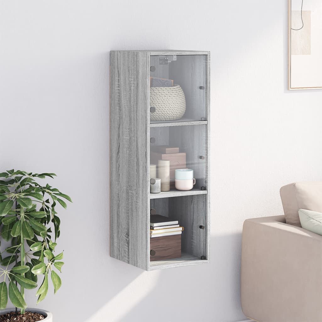 vidaXL Glashängeschrank Wandschrank mit Glastüren Grau günstig online kaufen