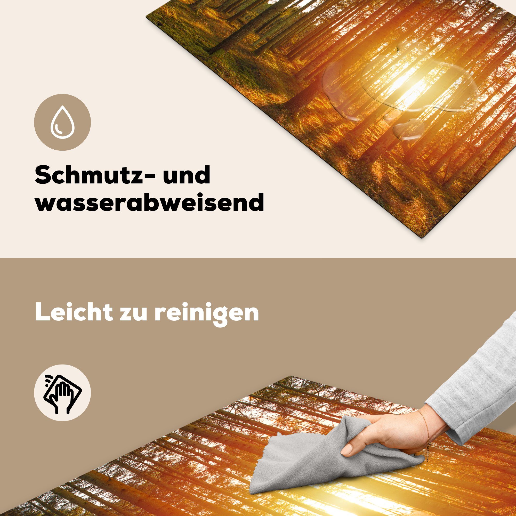 cm, Ceranfeldabdeckung Wald die - tlg), Herdblende-/Abdeckplatte Vinyl, Schutz Induktionskochfeld Sonne, für MuchoWow (1 küche, Herbst 81x52 -