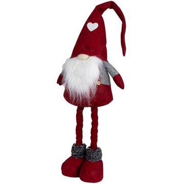 Christmas Paradise Weihnachtsfigur ausziehbarer XL Wichtel 45-65cm (75-95cm) (Dekofiguren, 2 St., im Set), Gnom-Pärchen mit Teleskopbeinen, 2 Designs, Weihnachtsdeko Grau-Rot