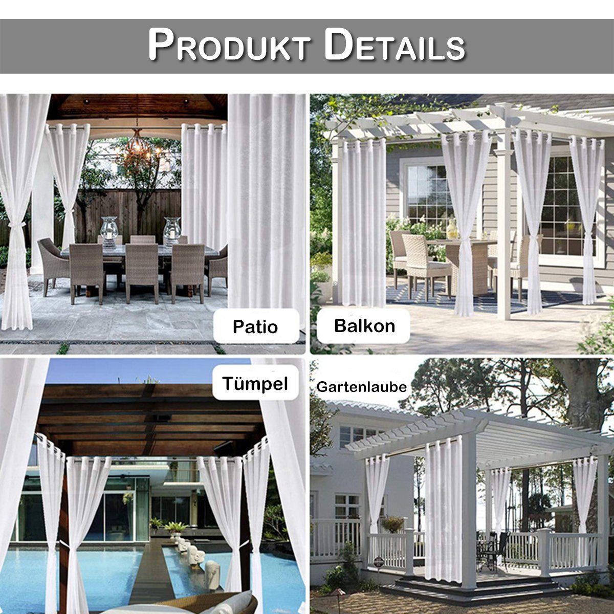 Sunicol, Scheibengardine Terrasse, (1 Vorhang, für leichter wasserdicht,Leinenstruktur, St) die Vorhang