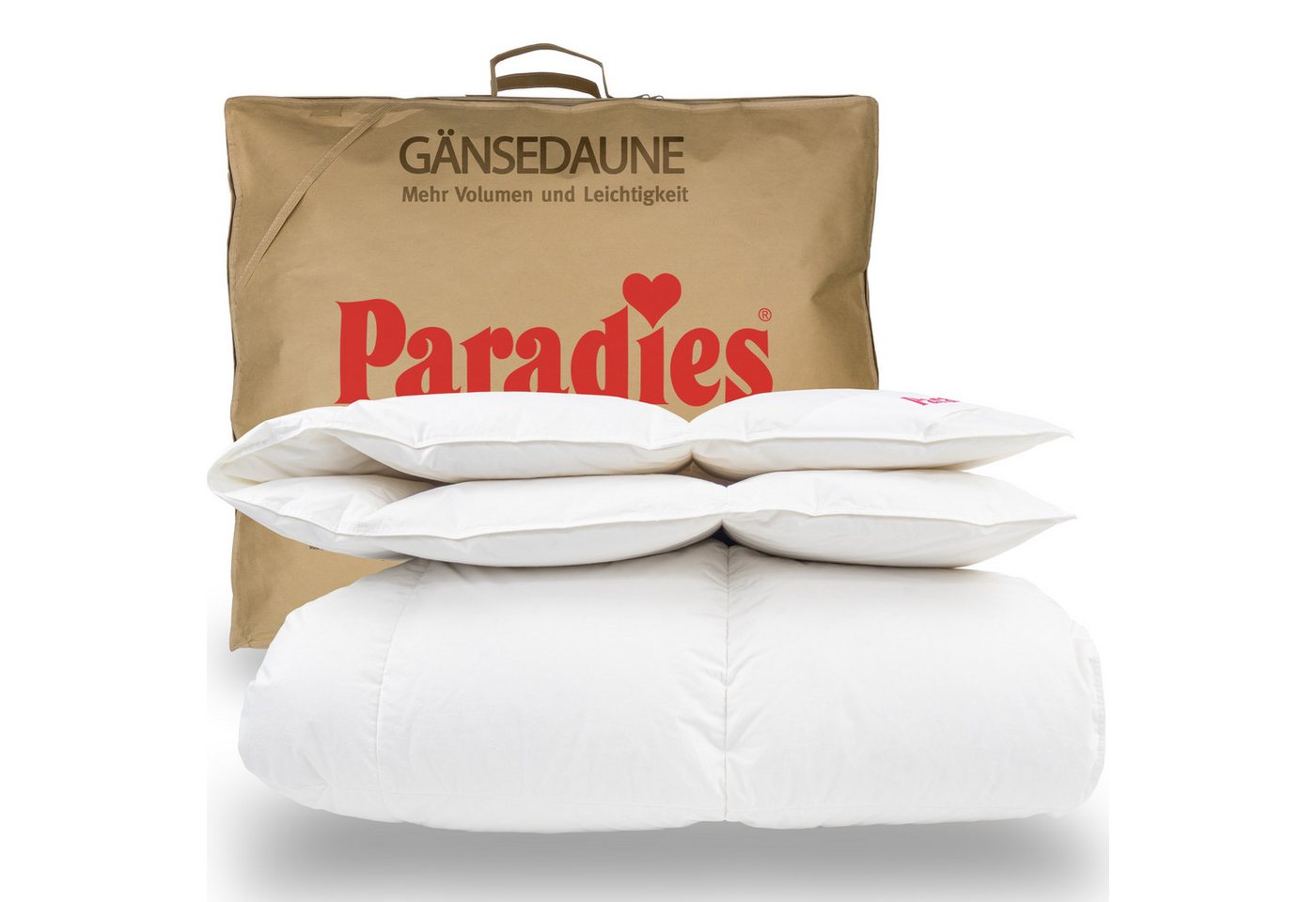 Paradies Gänsedaunenbettdecke Gabi 90, Daunendecke 135x200 cm, 155x220 cm und 200x200 cm, Füllung: 90% Daunen, 10% Federn, Bezug: 100% Baumwolle, warme Winterdecke 135 x 200cm, Made in Germany