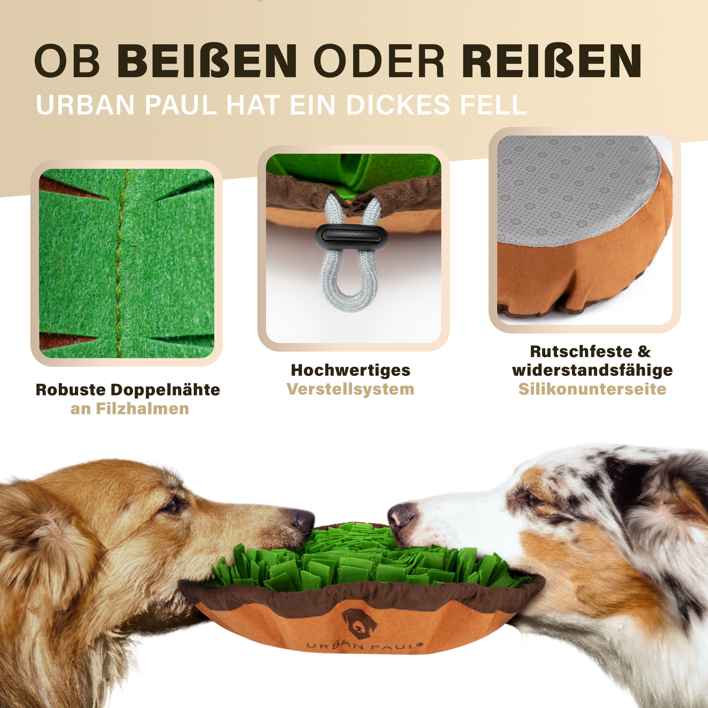 URBAN PAUL Tier-Intelligenzspielzeug Schnüffelteppich für Hunde - FLEX, Extra robustes Material - Größenverstellbar und waschbar