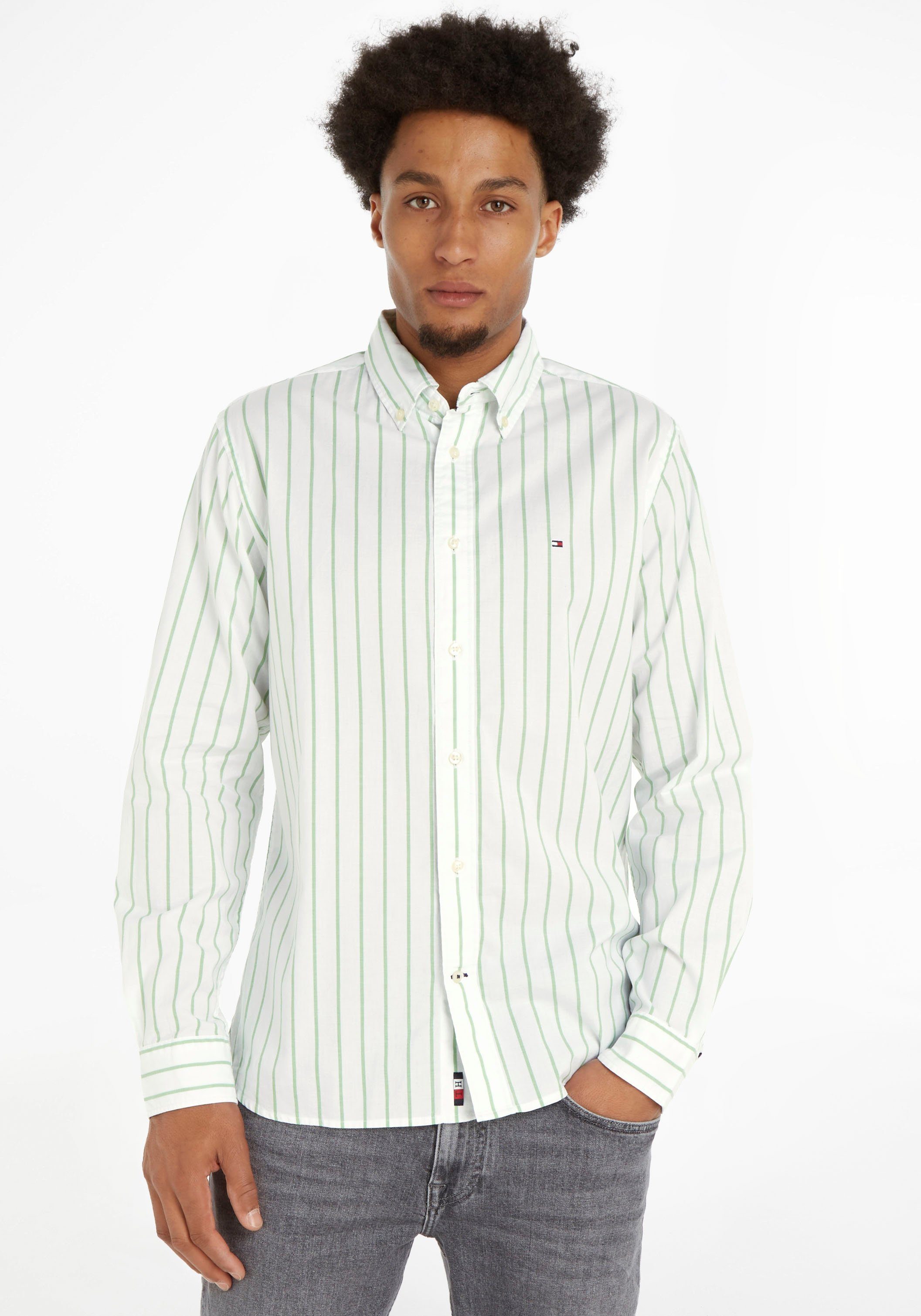 Optik SOFT Hilfiger gestreifter NATURAL RF Tommy SHIRT STRIPE Langarmhemd in