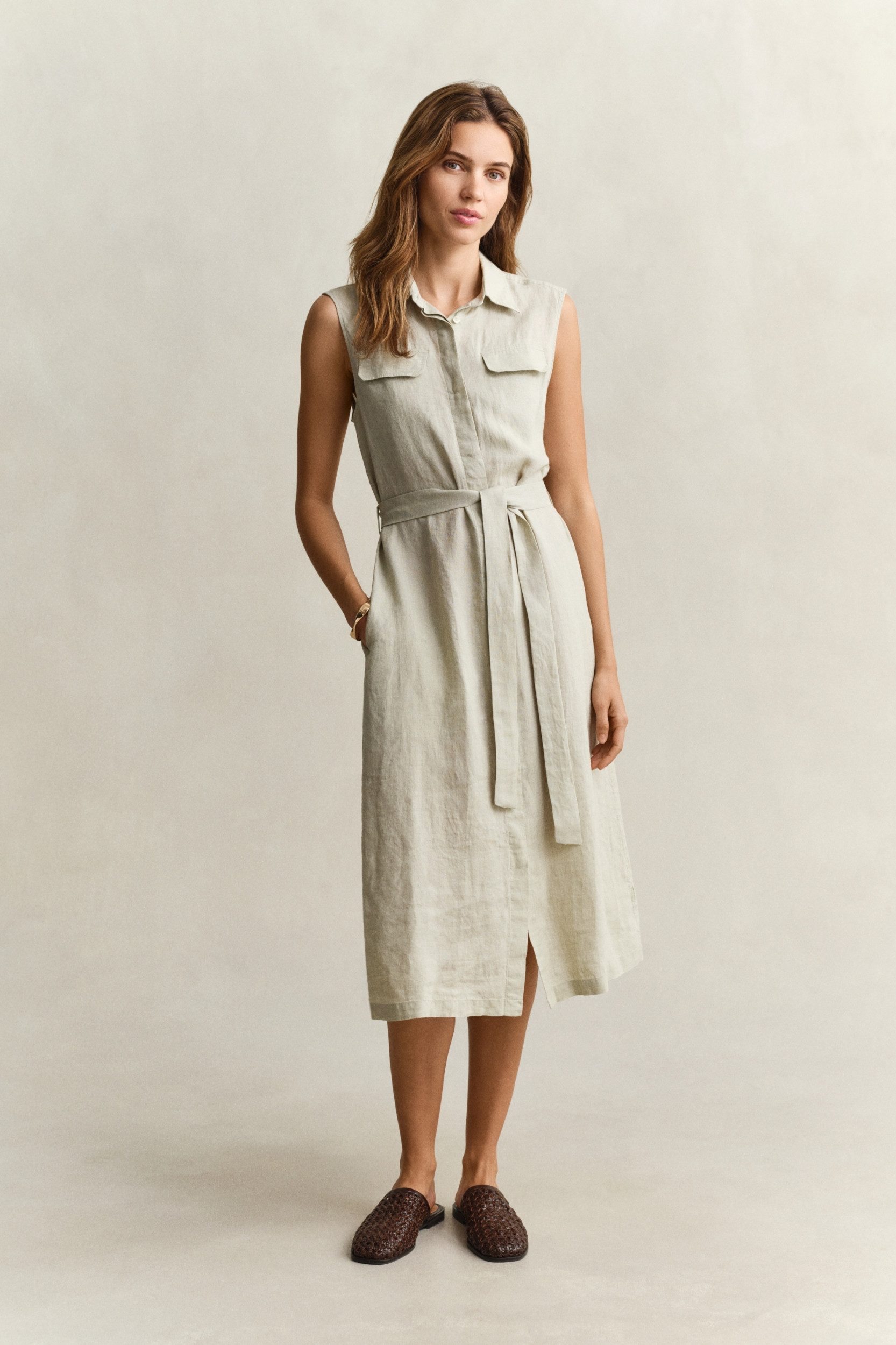 Gant Midikleid LINEN SLEEVELESS DRESS