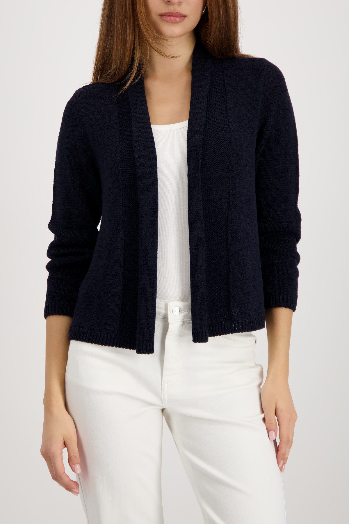 Monari Strickjacke Jacke Stricküberwurf Basic Schalkragen, Regular Fit