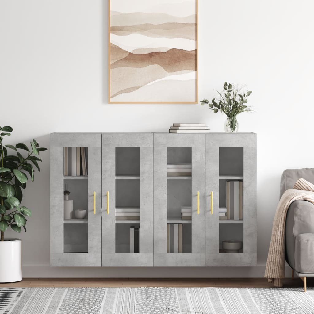 furnicato Sideboard Wandschränke 2 Stk. Betongrau Holzwerkstoff