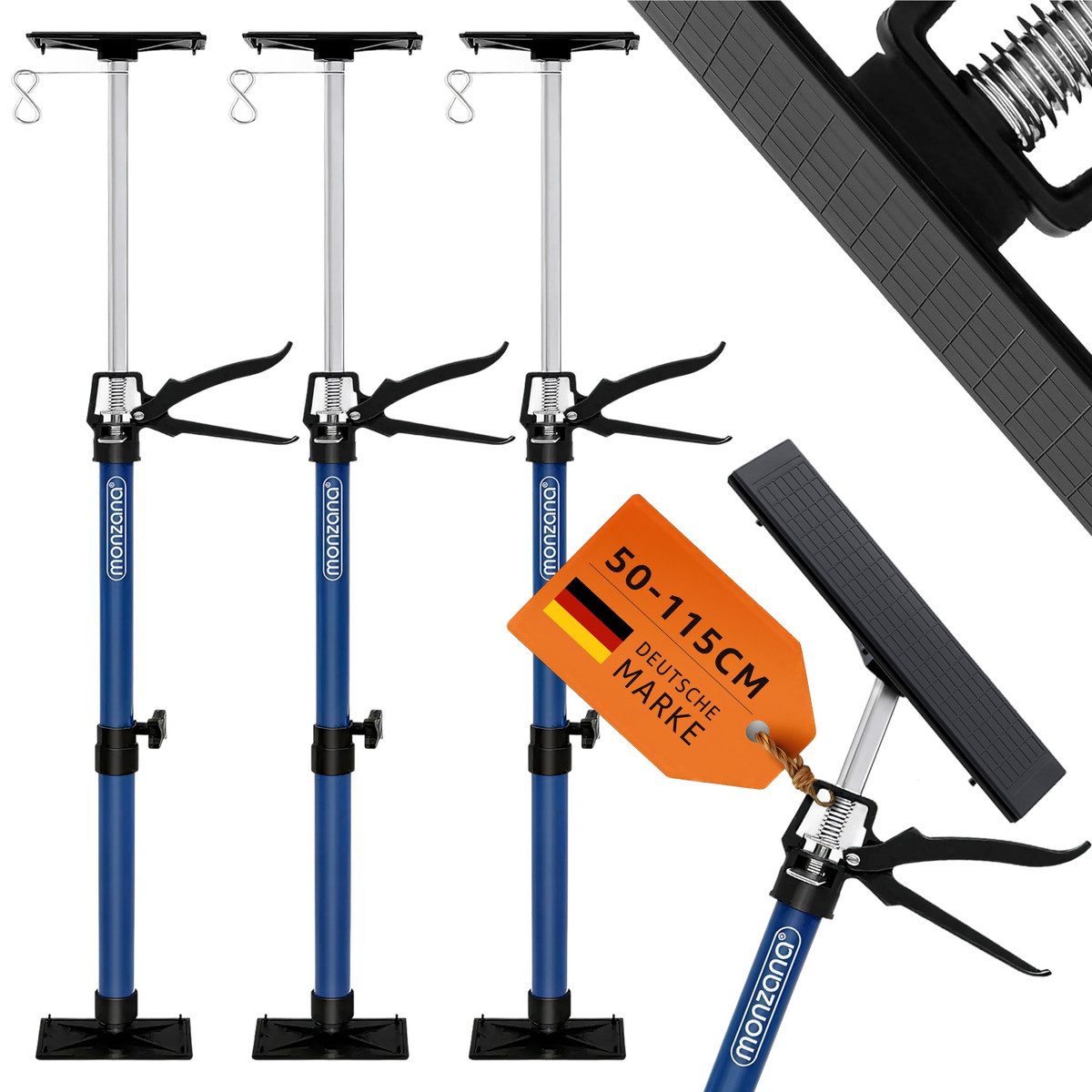 monzana Stützelement, Türspanner im 3er Set stufenlos höhenverstellbar 50-115cm bis 45°