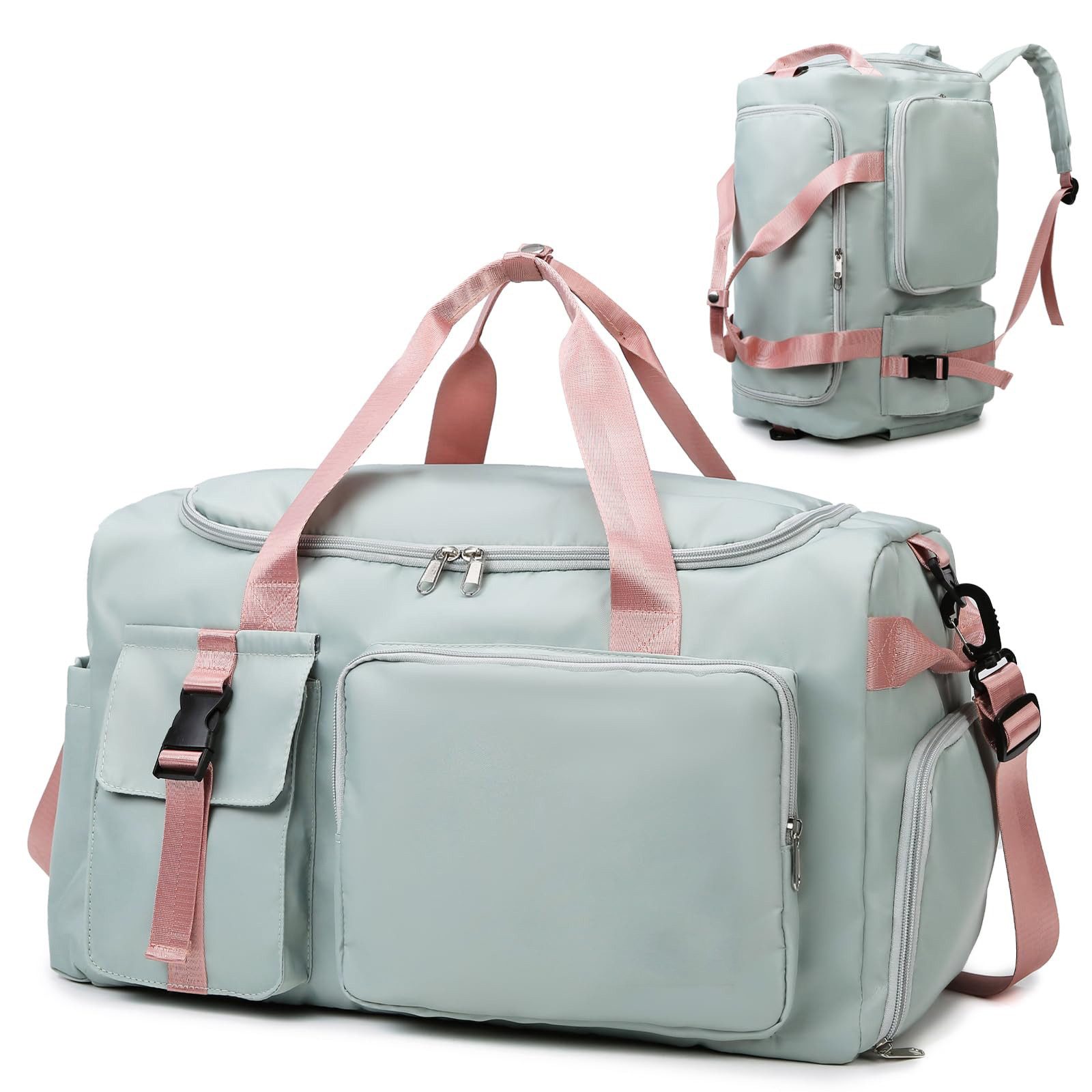 FOUORTUNATE-BEE Sporttasche Damen Herren 42L Reisetasche mit Schuhfach Nassfach Wasserdicht (Trainingstasche mit Rucksack Weekender Schwimmtasche, Fitnesstasche für Reisen, Fitness, Sport)