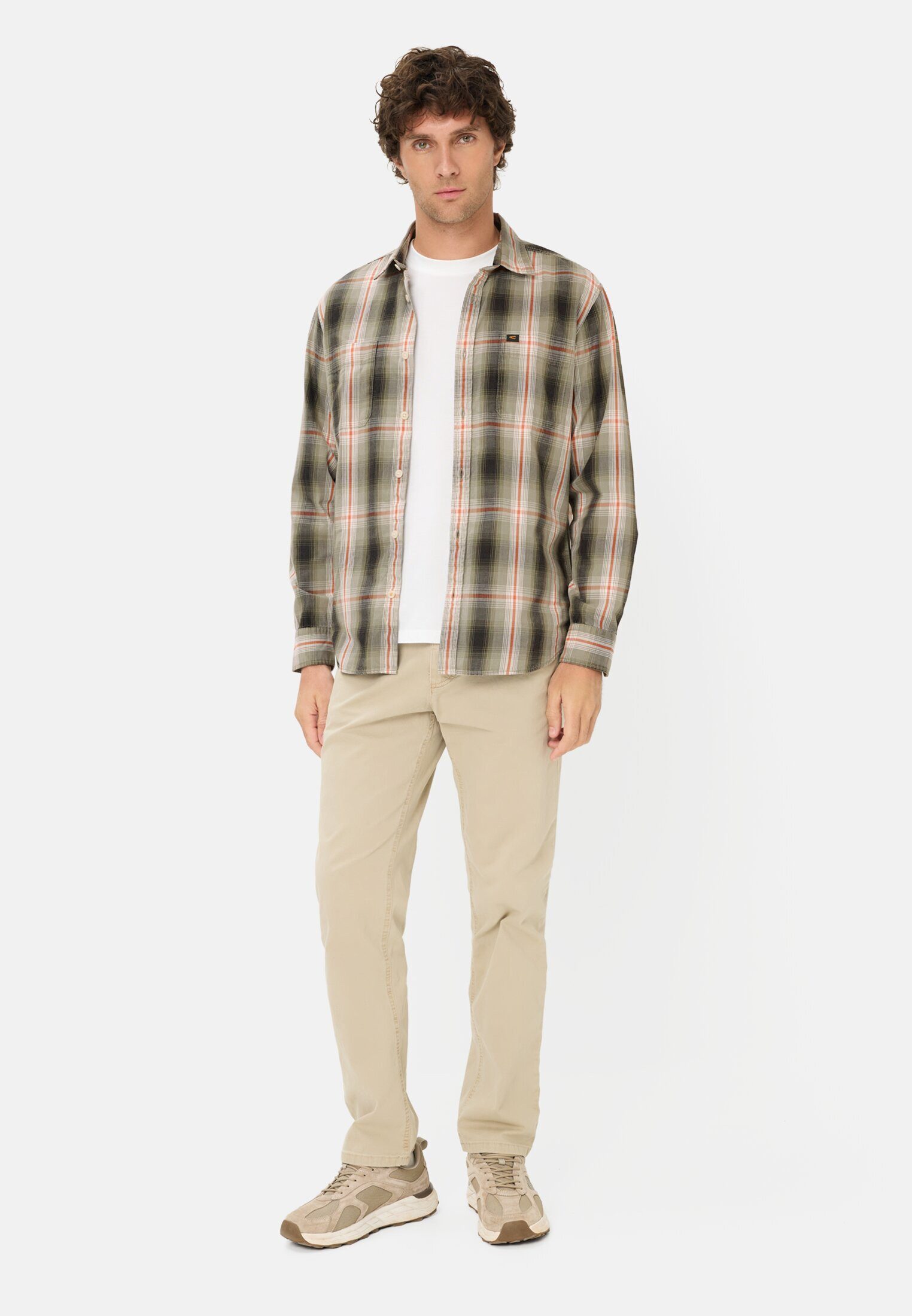 camel active Langarmhemd mit Brusttasche Langarm Kentkragen