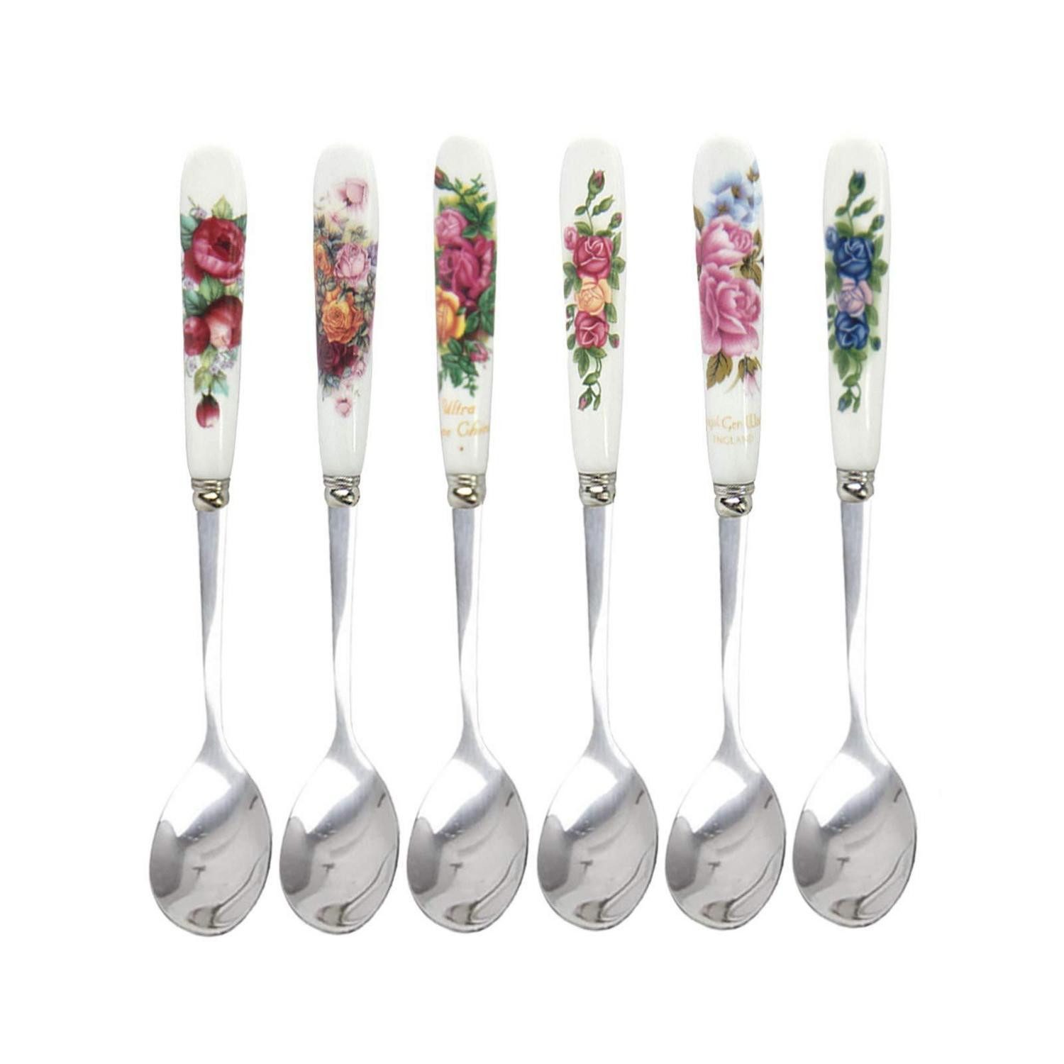 LuxusKollektion Dessertlöffel 6er Löffel-Set Keramikgriff Edelstahl
