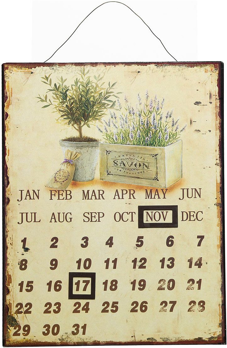 Ambiente Haus Bild Metallbild Kalender - Lavendel 25x33cm, Blumen (1 St), Jahreskalender mit verstellbaren Magneten