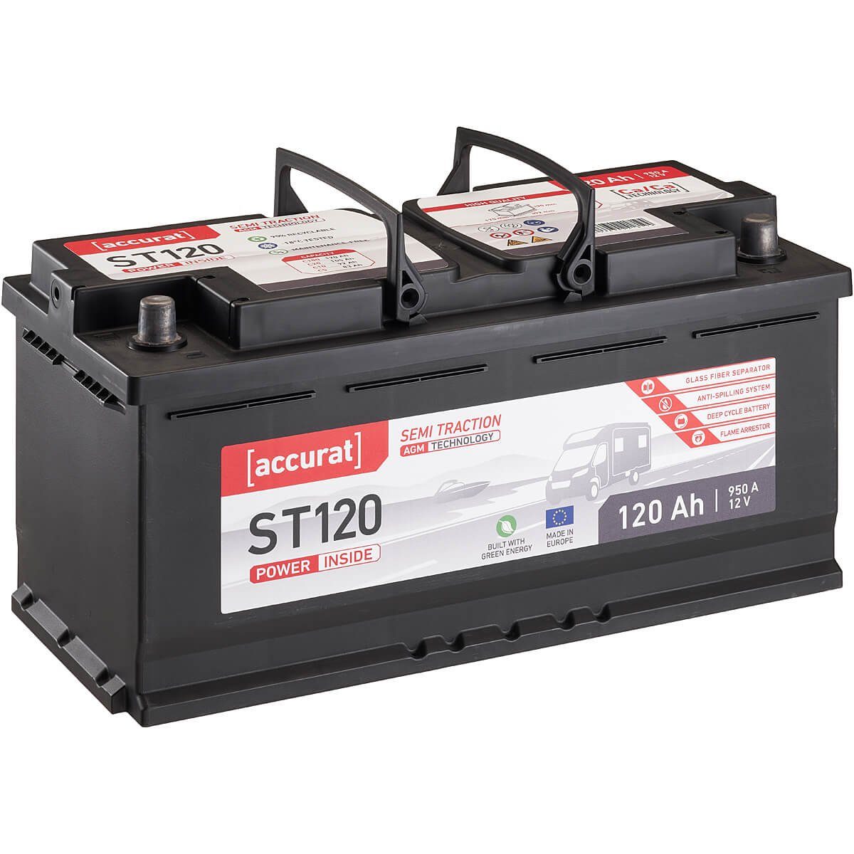 accurat Accurat ST120 AGM Versorgungsbatterie 120Ah Batterie, (12 V V)