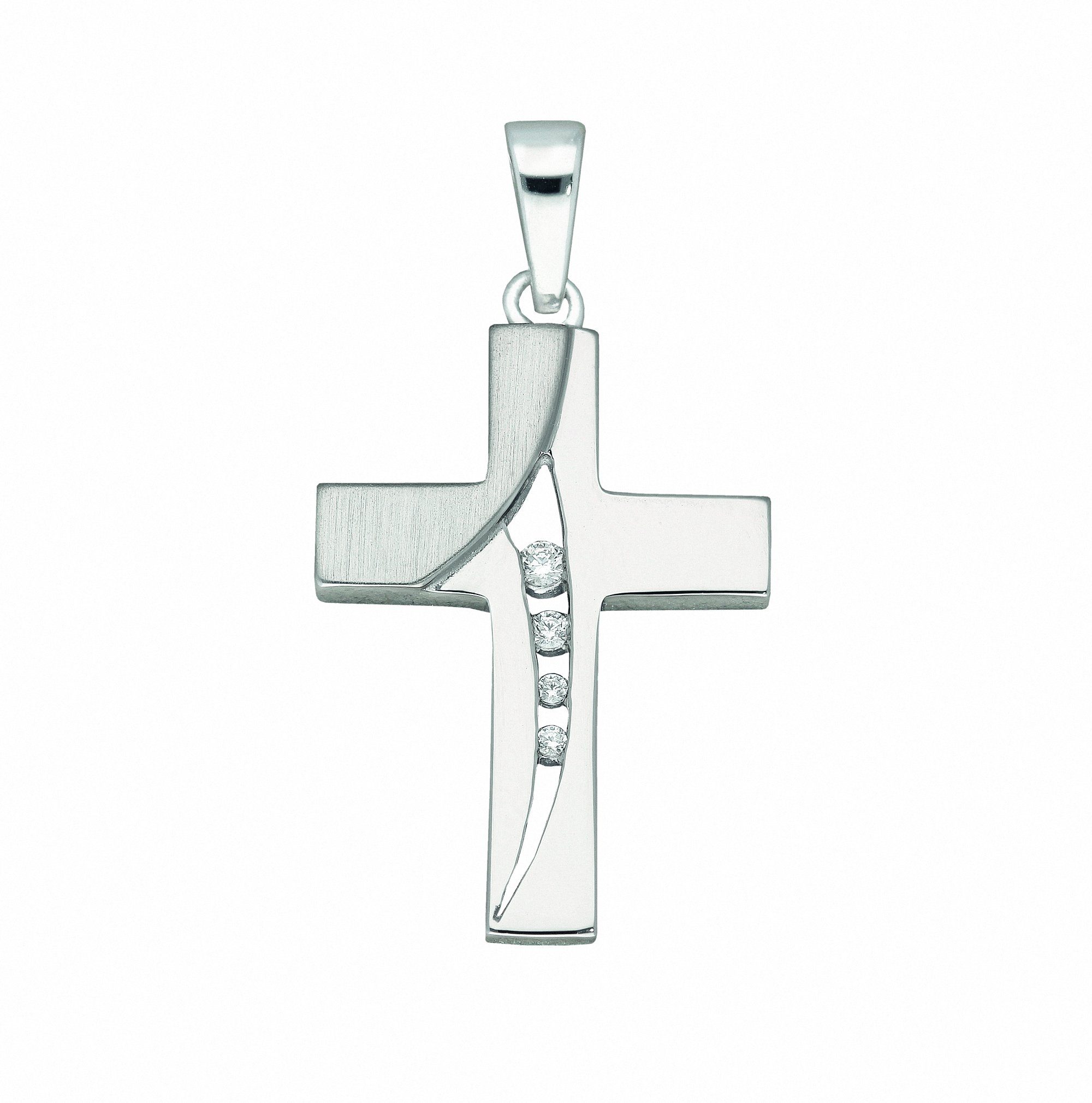 Adelia´s Kette mit Anhänger 925 Silber Kreuz Anhänger mit Zirkonia,  Schmuckset - Set mit Halskette