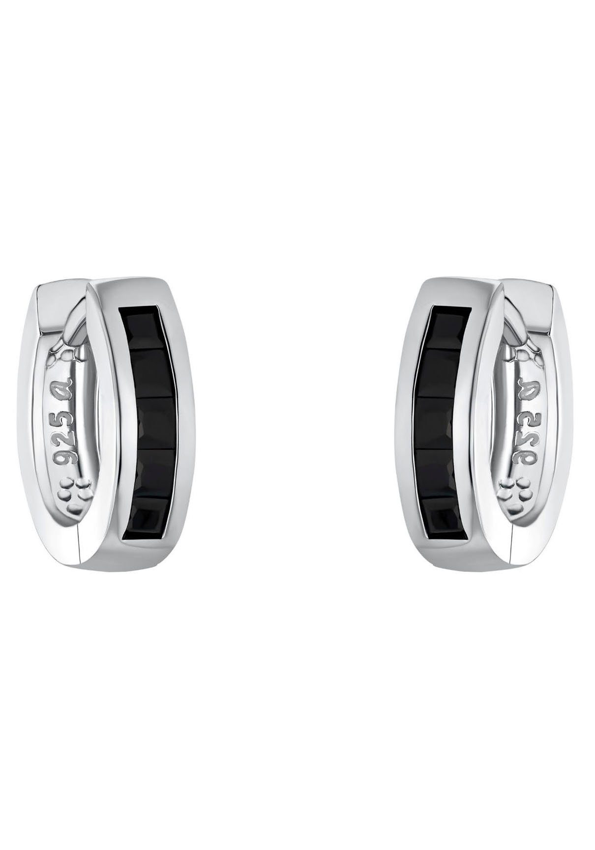 Amor Paar Creolen Black Hoops, mit Zirkonia (synth)