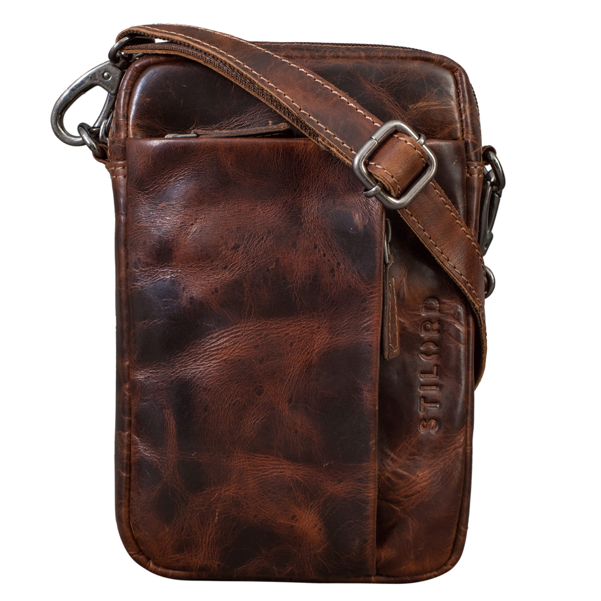 STILORD Schultertasche "Fiete" 2-in-1 Umhängetasche Handgelenktasche Leder Herren