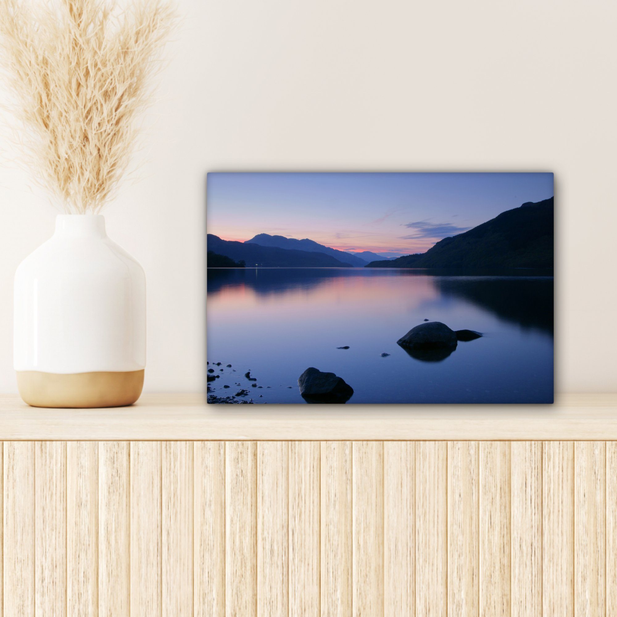 europäischen Wandbild Wanddeko, Lomond Leinwandbild Schottland, über Sonnenuntergang Leinwandbilder, im OneMillionCanvasses® St), Aufhängefertig, cm 30x20 (1 Loch