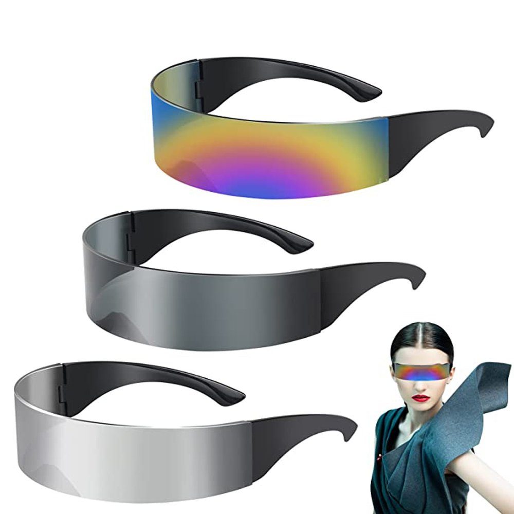GelldG Sonnenbrille Futuristische schmale Zyklopen verspiegelte