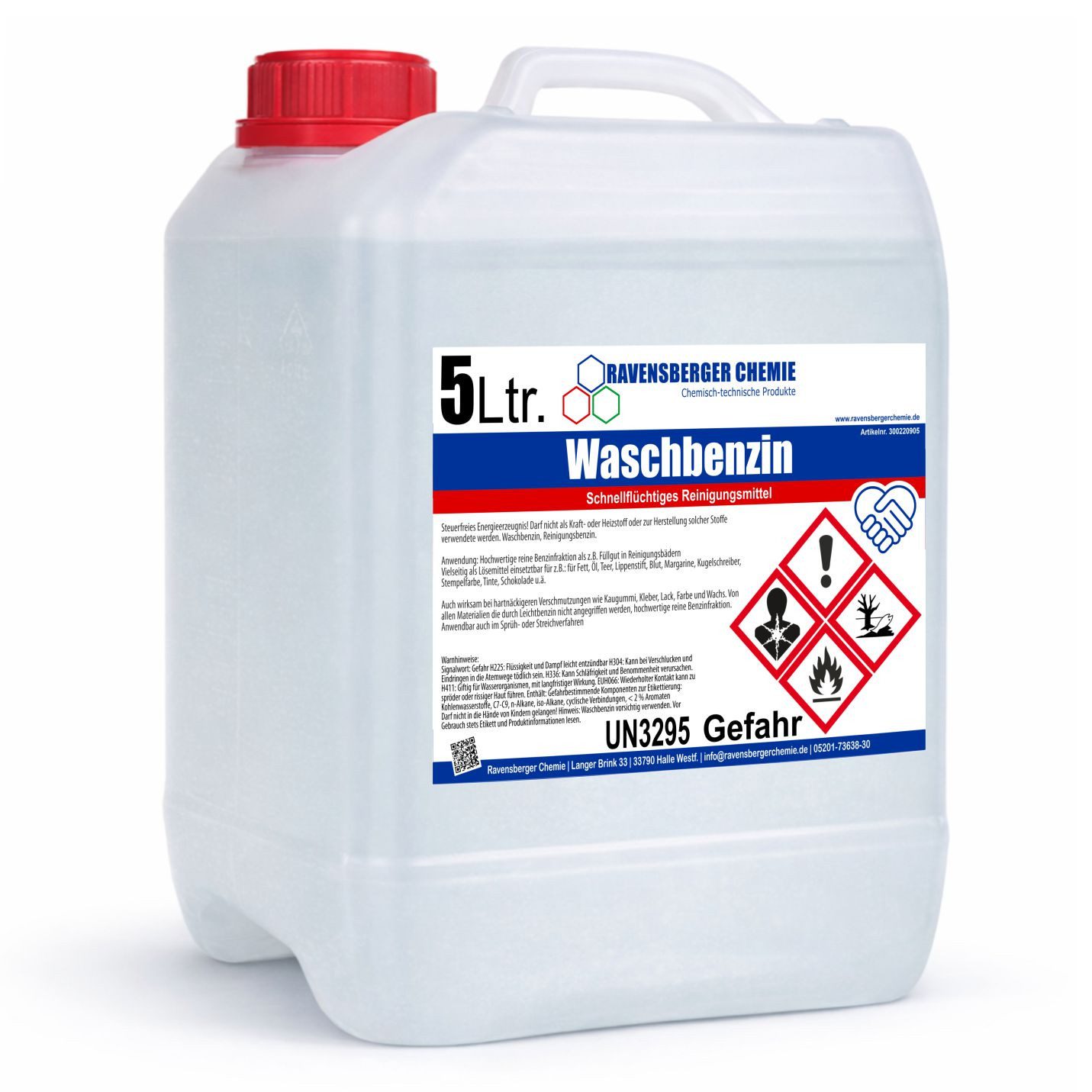 Ravensberger Chemie Waschbenzin 5L Reinigungsalkohol (5 Liter Kanister von Ravensberger Chemie - Waschbenzin 5L – Kraftvoller Reiniger für Fett, Öl & Klebereste)