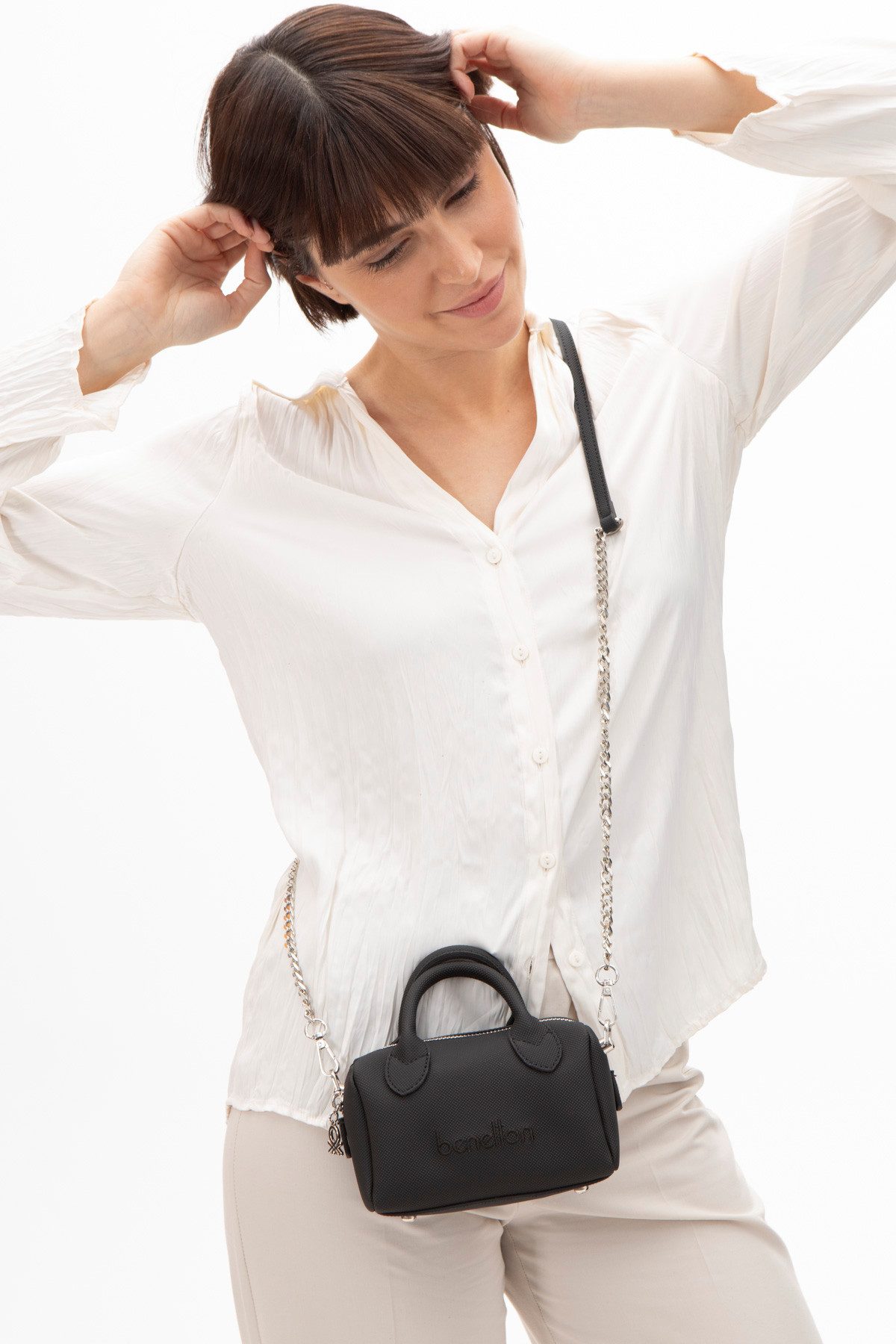 Handtasche 2-in-1 Damen Minibag & Umhängetasche – Crossbody Bag – mit Kette – Uni