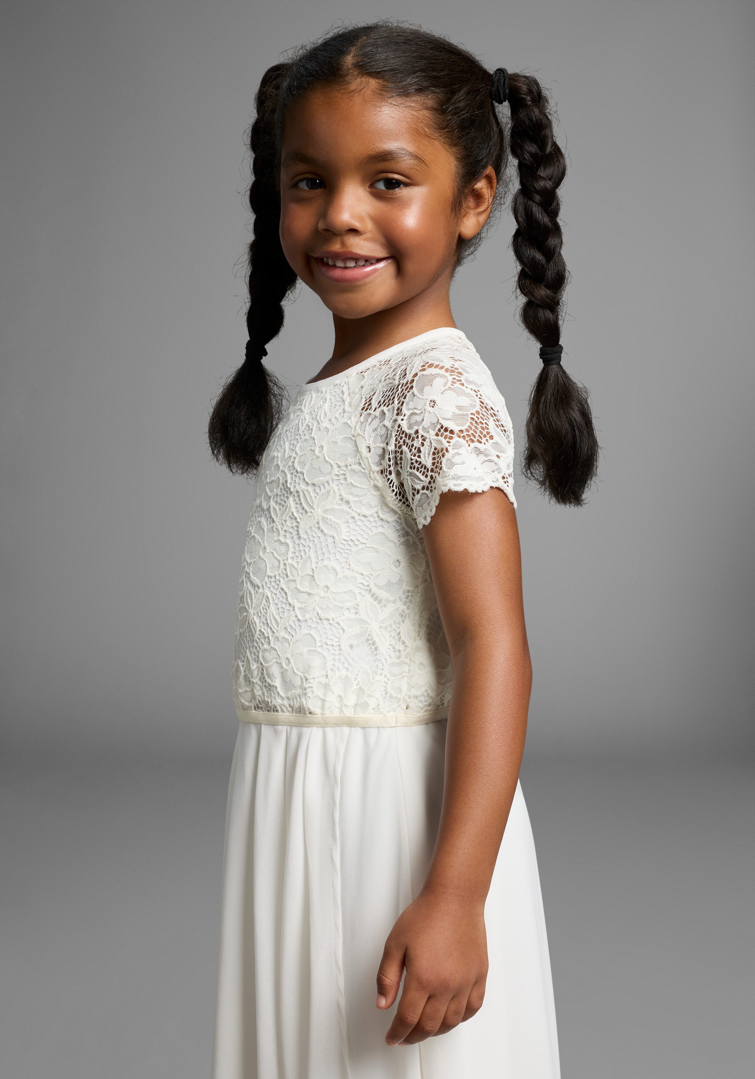 KIDSWORLD Jerseykleid Festliches Kleid mit Spitze Elegantes Kleid mit Spitze und Chiffon – Bild 5 von 5