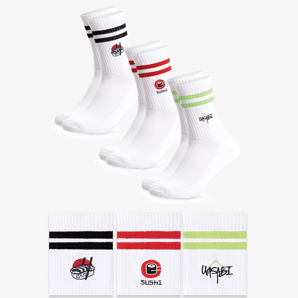 OCCULTO Sportsocken Damen & Herren Essens Motiv Tennissocken 3er Pack (Modell: Gusto) (3-Paar)