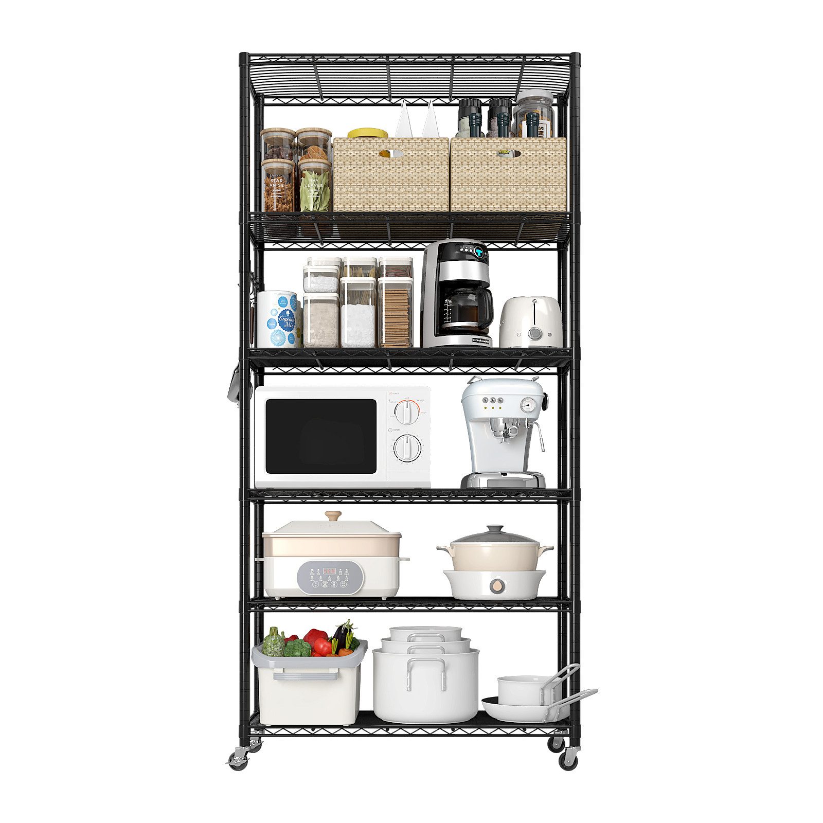 VINGLI Regal Standregal aus Eisen​, Küchenregal 5/6 Ablagen, Modern