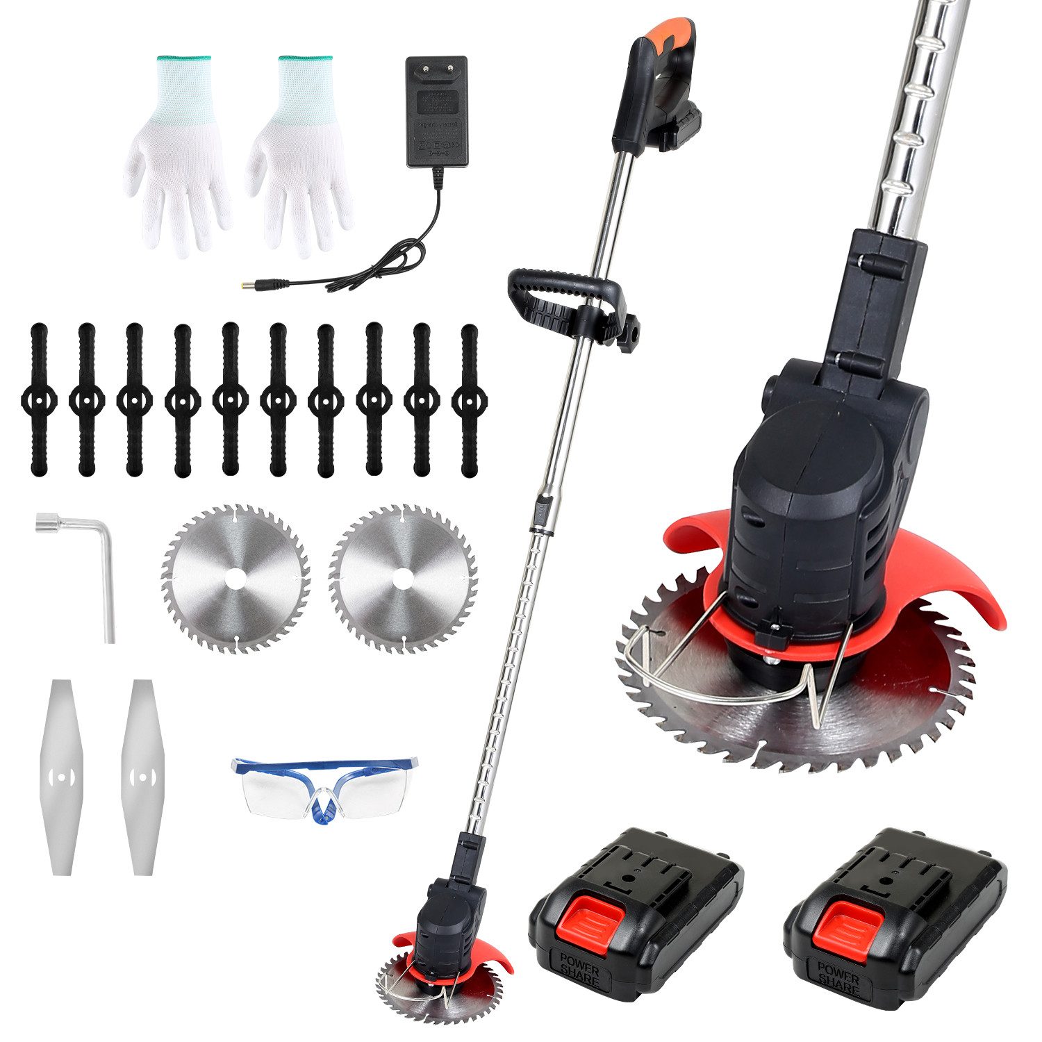 Clanmacy Akku-Rasentrimmer Rasentrimmer inkl. 2x Akku Mit Ladegerät Trimmer Freischneider Set