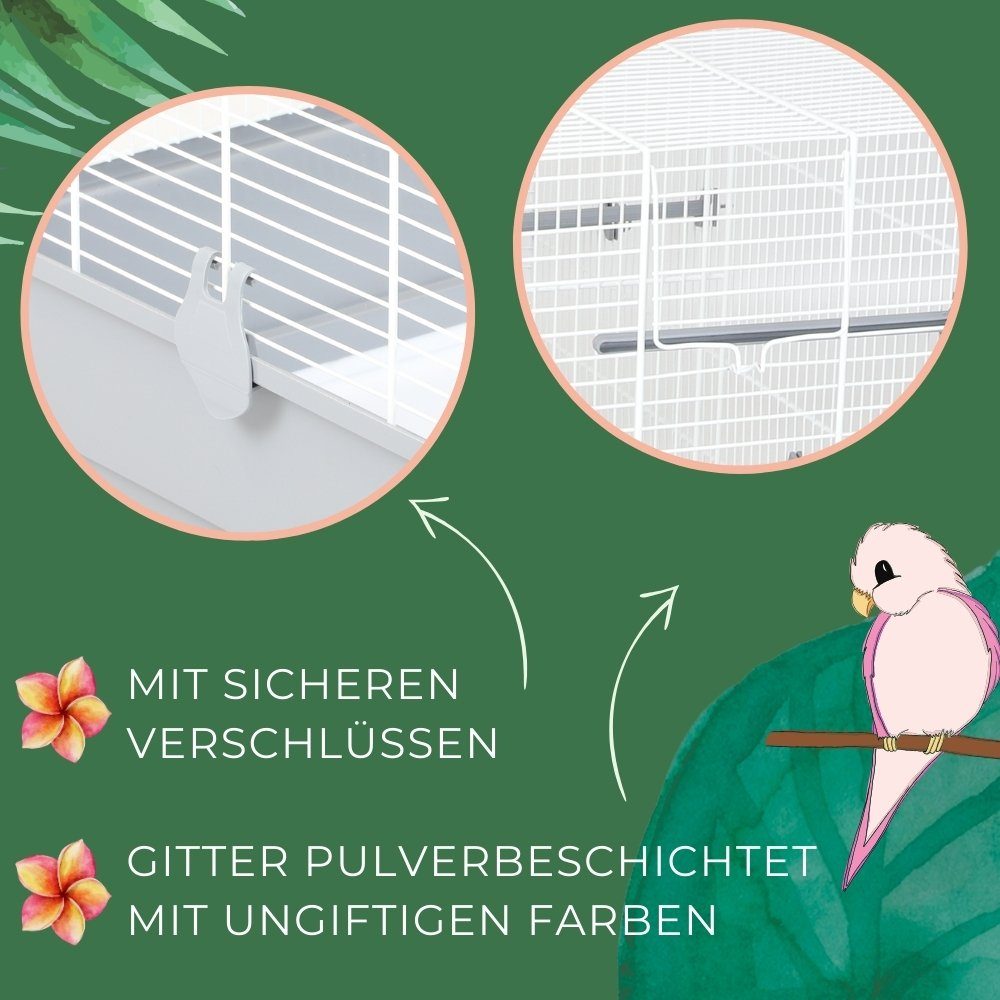 GarPet Vogelkäfig Vogelkäfig Wellensittich Käfig Für 2 Vögel Doppelkäfig Trennwand