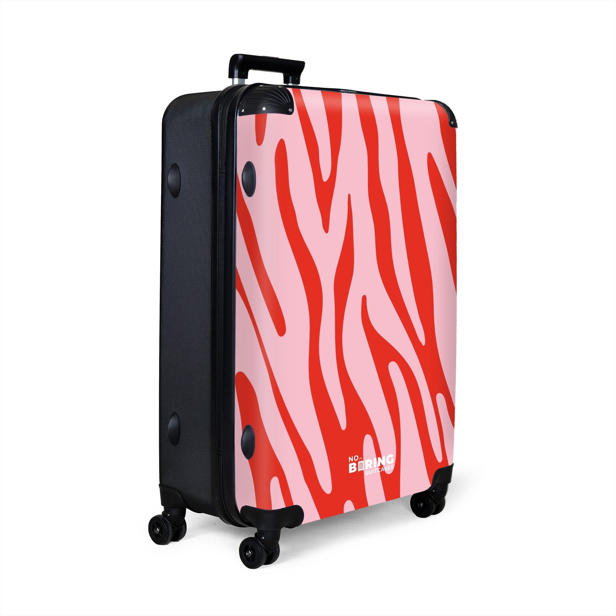 NoBoringSuitcases.com© Hartschalen-Trolley Rot mit rosa Zebramuster günstig online kaufen