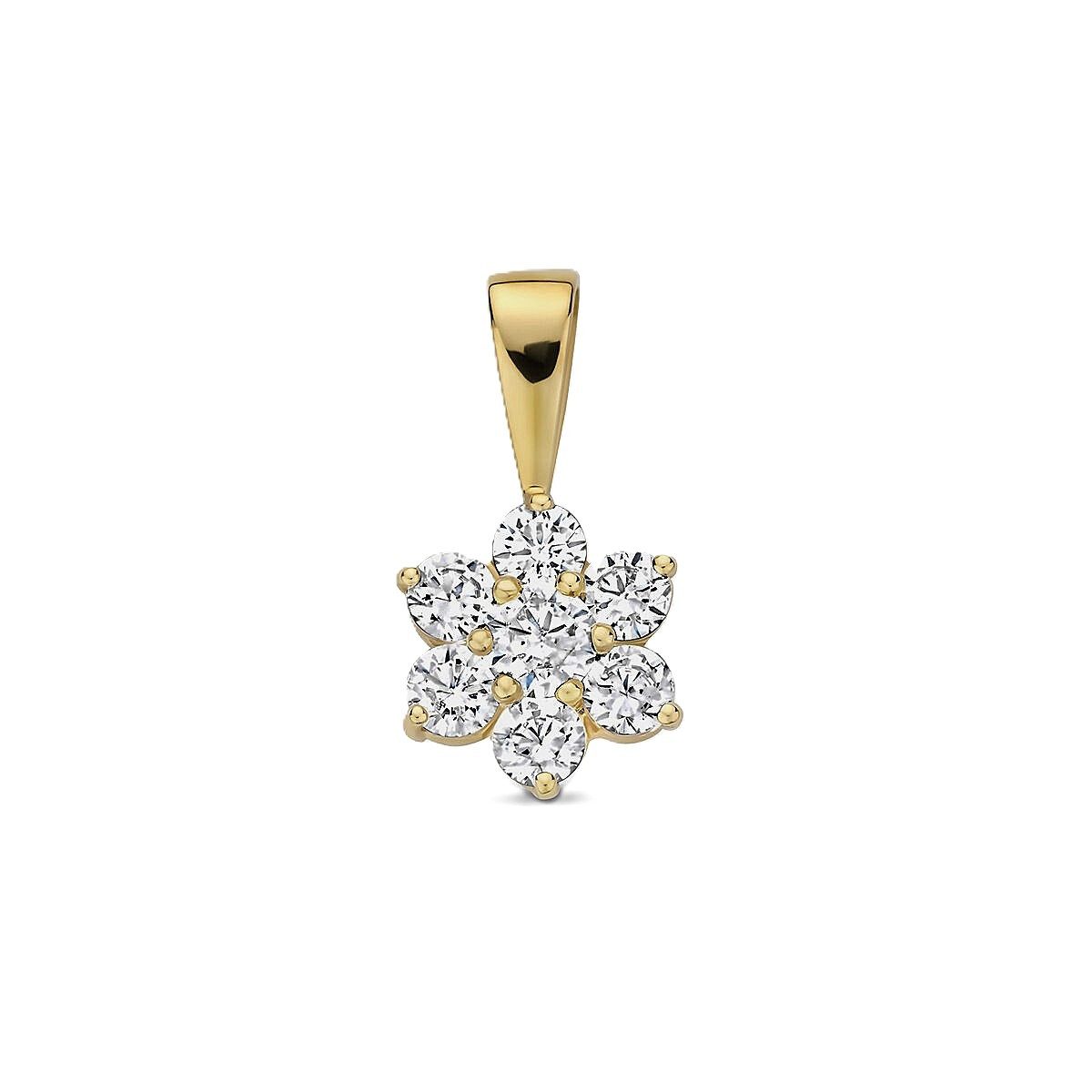 Kettenanhänger 585er Gelbgold Kettenanhänger mit Zirkonia Blüte