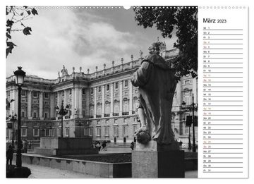 CALVENDO Wandkalender Madrid - Schwarz-Weiß Impressionen (Premium, hochwertiger DIN A2 Wandkalender 2023, Kunstdruck in Hochglanz)