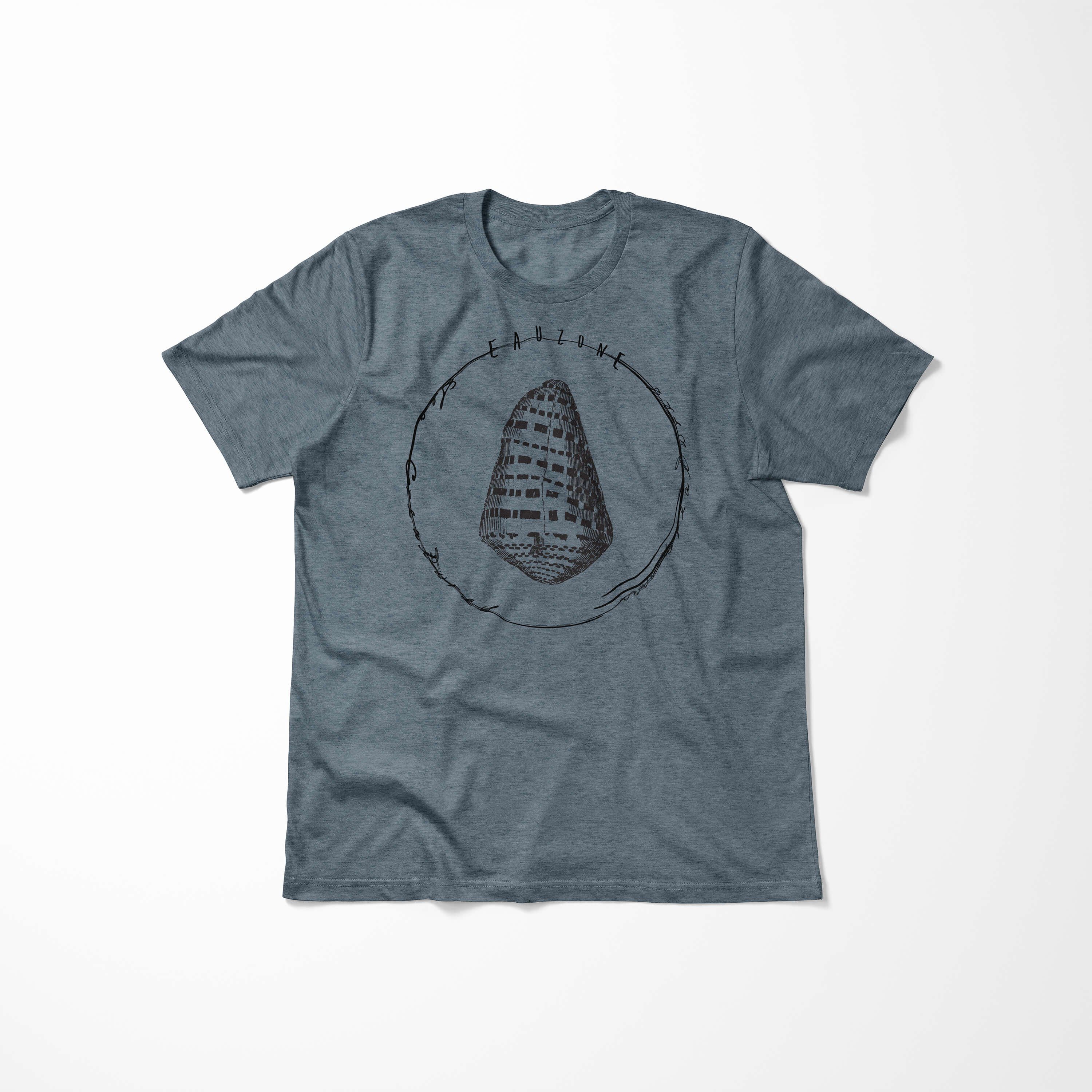 Tiefsee 038 Sea Sinus - Sea Art Creatures, Fische T-Shirt Serie: Schnitt Indigo / Struktur T-Shirt feine und sportlicher