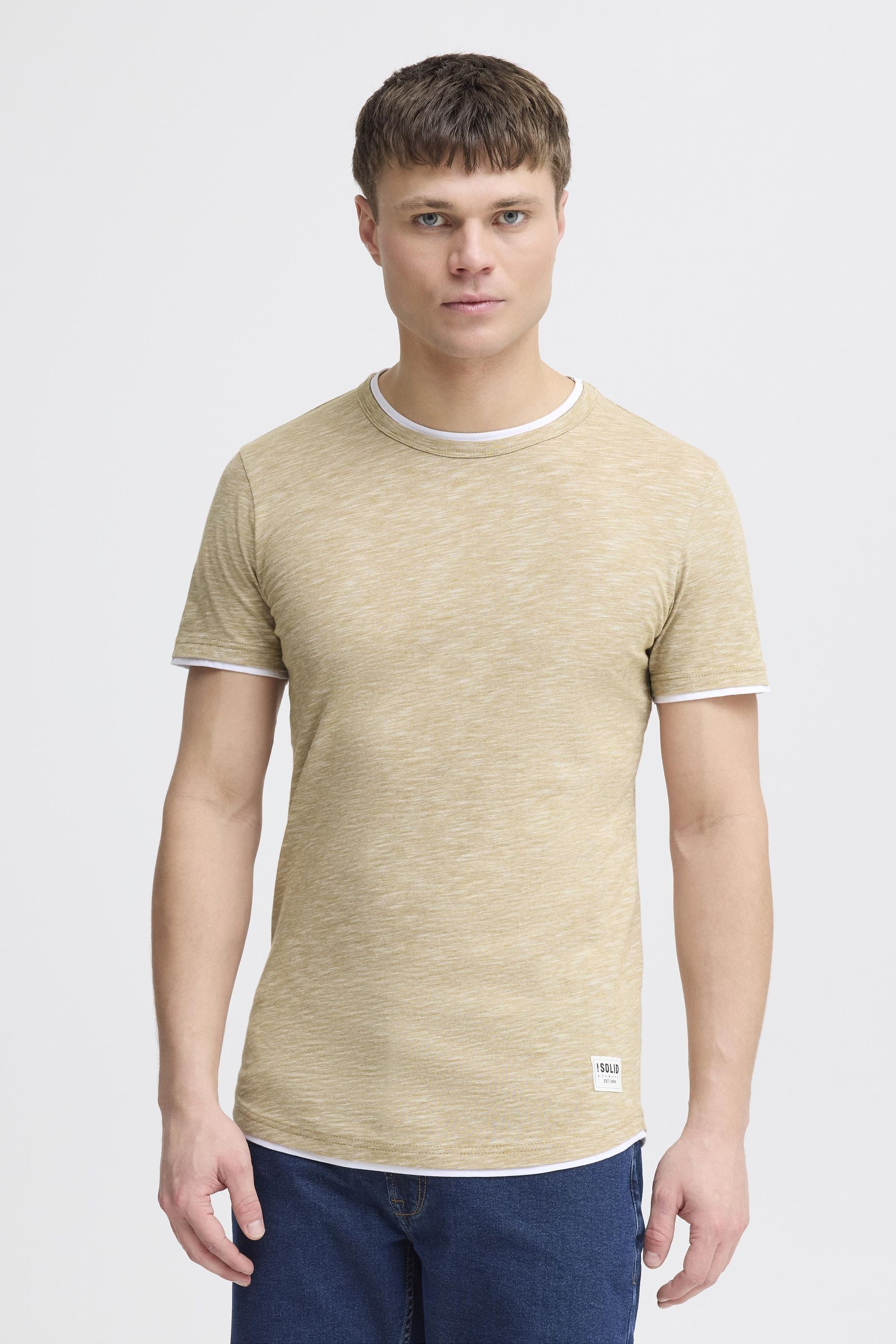 !Solid Rundhalsshirt SDRigos Kurzarmshirt mit farblich abgesetztem Kragen günstig online kaufen