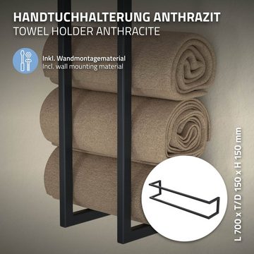 ML-DESIGN Handtuchhalter Handtuchregal Handtuchständer Handtuchstange Gästehandtuchhalter, Stahl 15x15x70cm Anthrazit Vertikal oder Horizontal Wandmontage