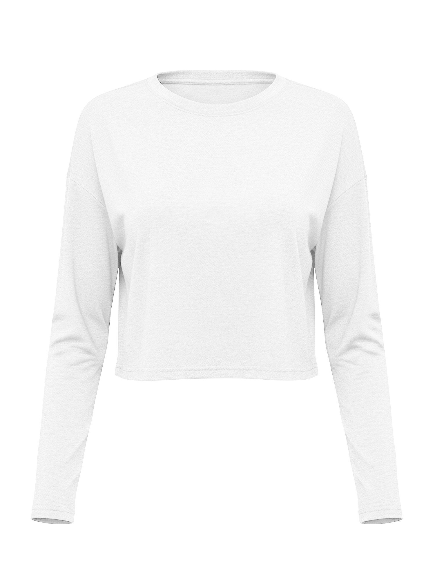 Imily Bela Langarmshirt Damen Cropped Rundhalsausschnitt Loose Fit Basic (Packung, 1-tlg., 1per-Pack) in Unifarbe – Bild 5 von 5