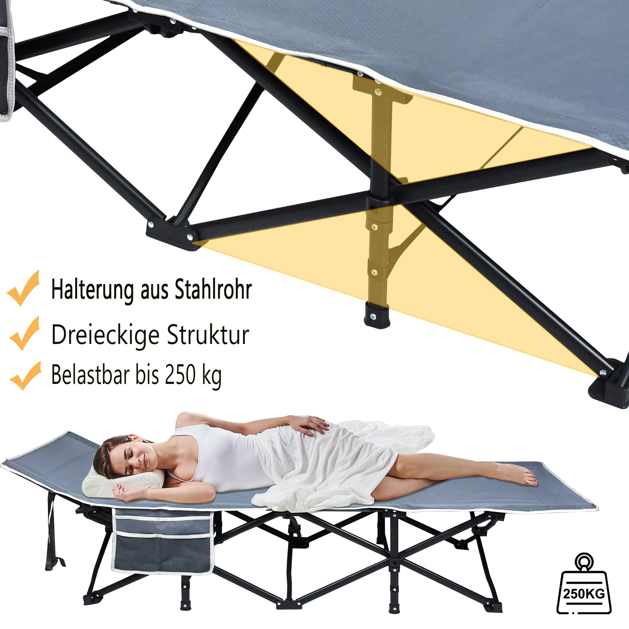 SOARS Feldbett Klappbar Bis 272kg - Campingbett Mit Tasche & Tragetasche