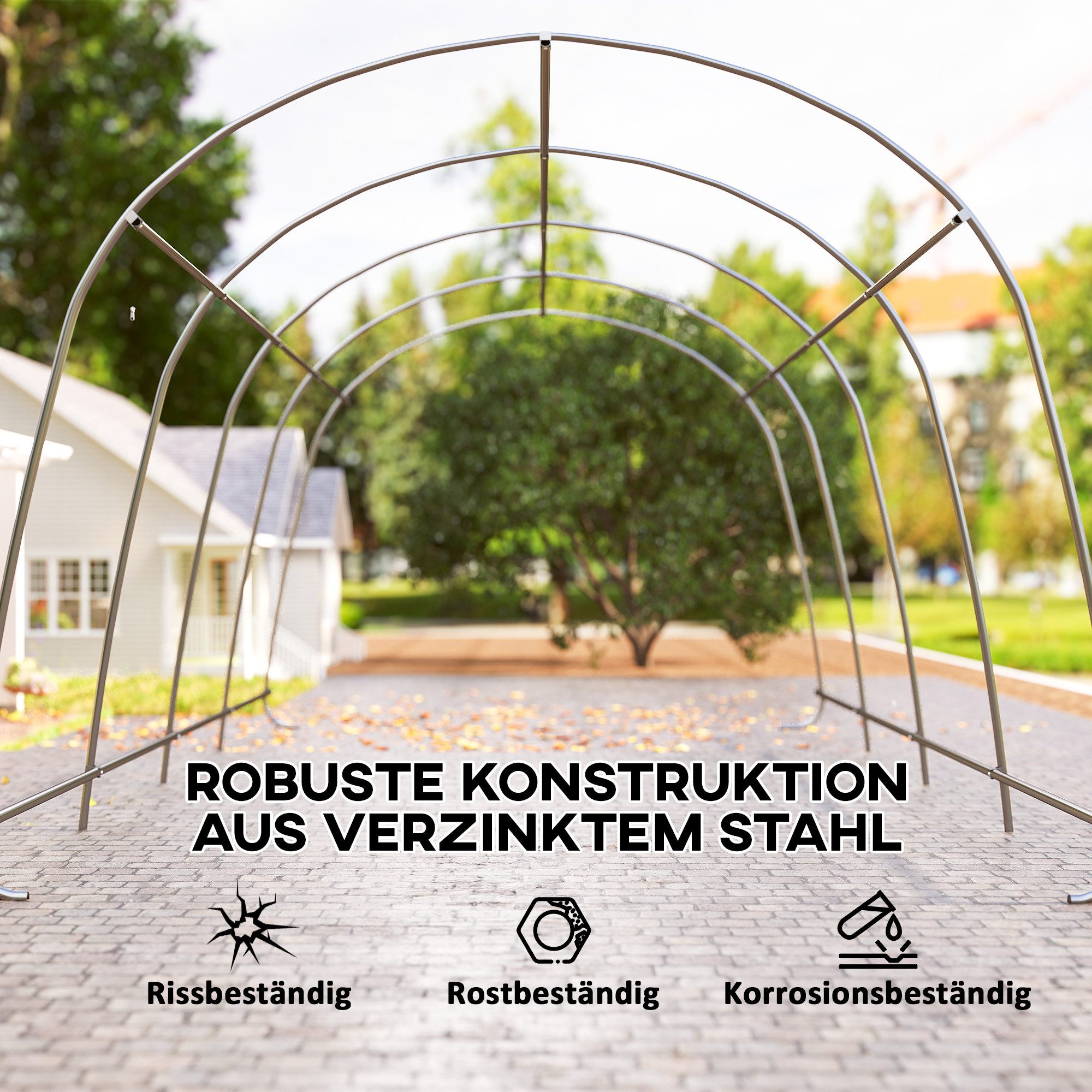 Outsunny Einzelcarport Zeltgarage Lagerzelt mit Rolltor, UPF50+, winterfest, UV-beständig, BxT: 300x600 cm, 200 cm Einfahrtshöhe, (Carport, 1 St., Lagerzelt), f – Bild 5 von 5