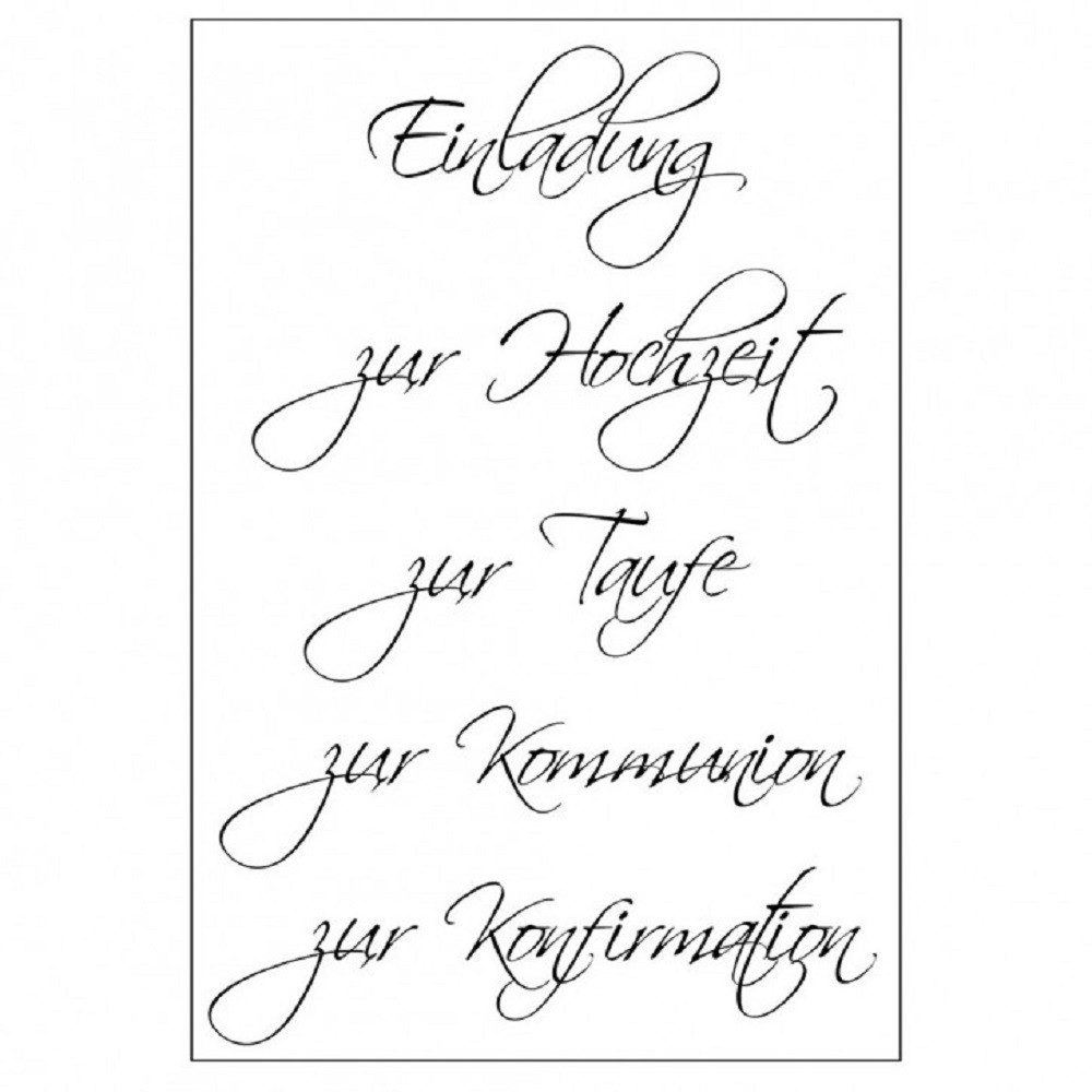 efco creative Stempel Hochzeit, Einladung 3, A7 / 74 x 105 mm, 5 - teilig, transparent, wiederverwendbar, Scrapbookseiten. Karten, Grußkartengestaltung