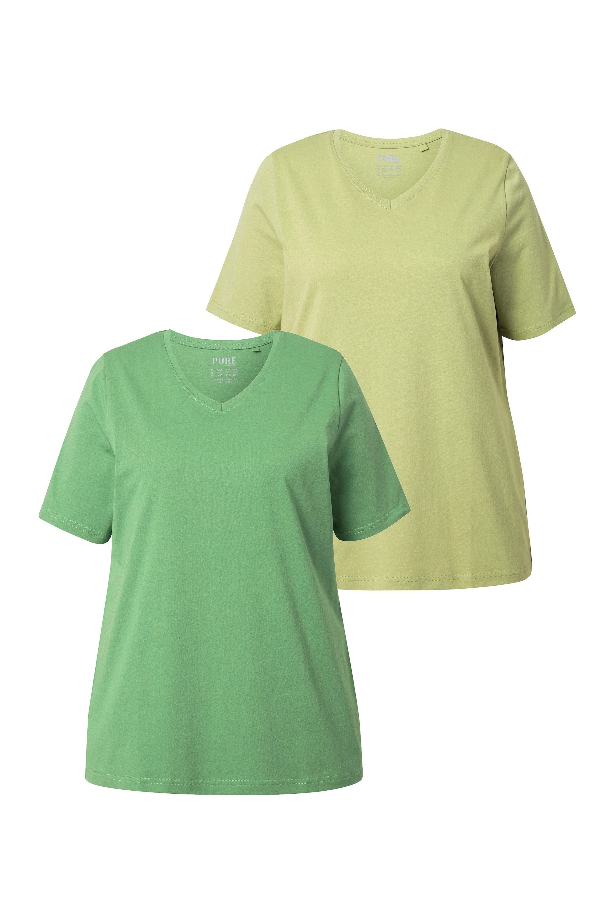 Ulla Popken T-Shirt T-Shirts 2er-Pack V-Ausschnitt Halbarm (2-tlg) günstig online kaufen